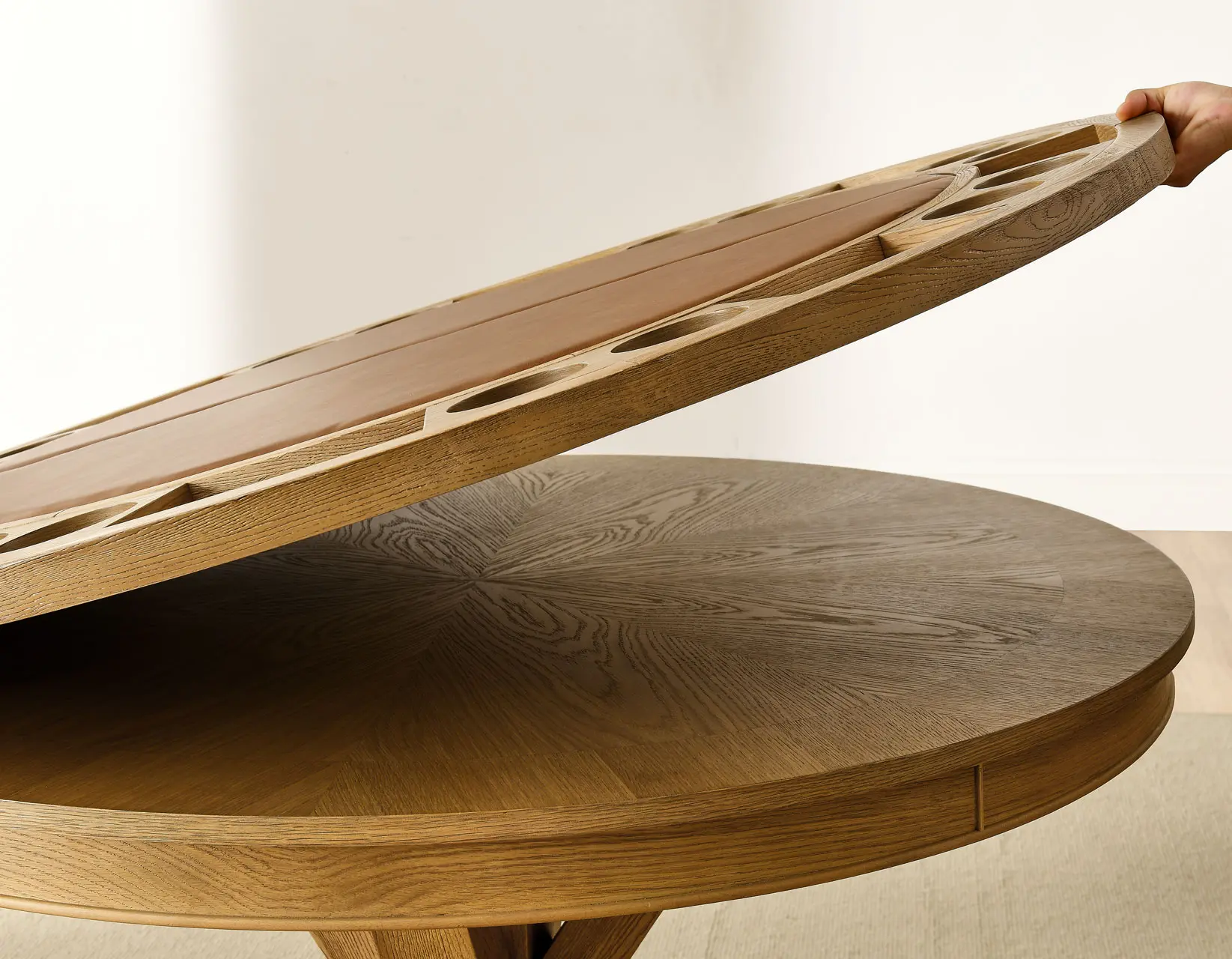 Rylie Sand 48  Round Game Table with Folding Game Top-7