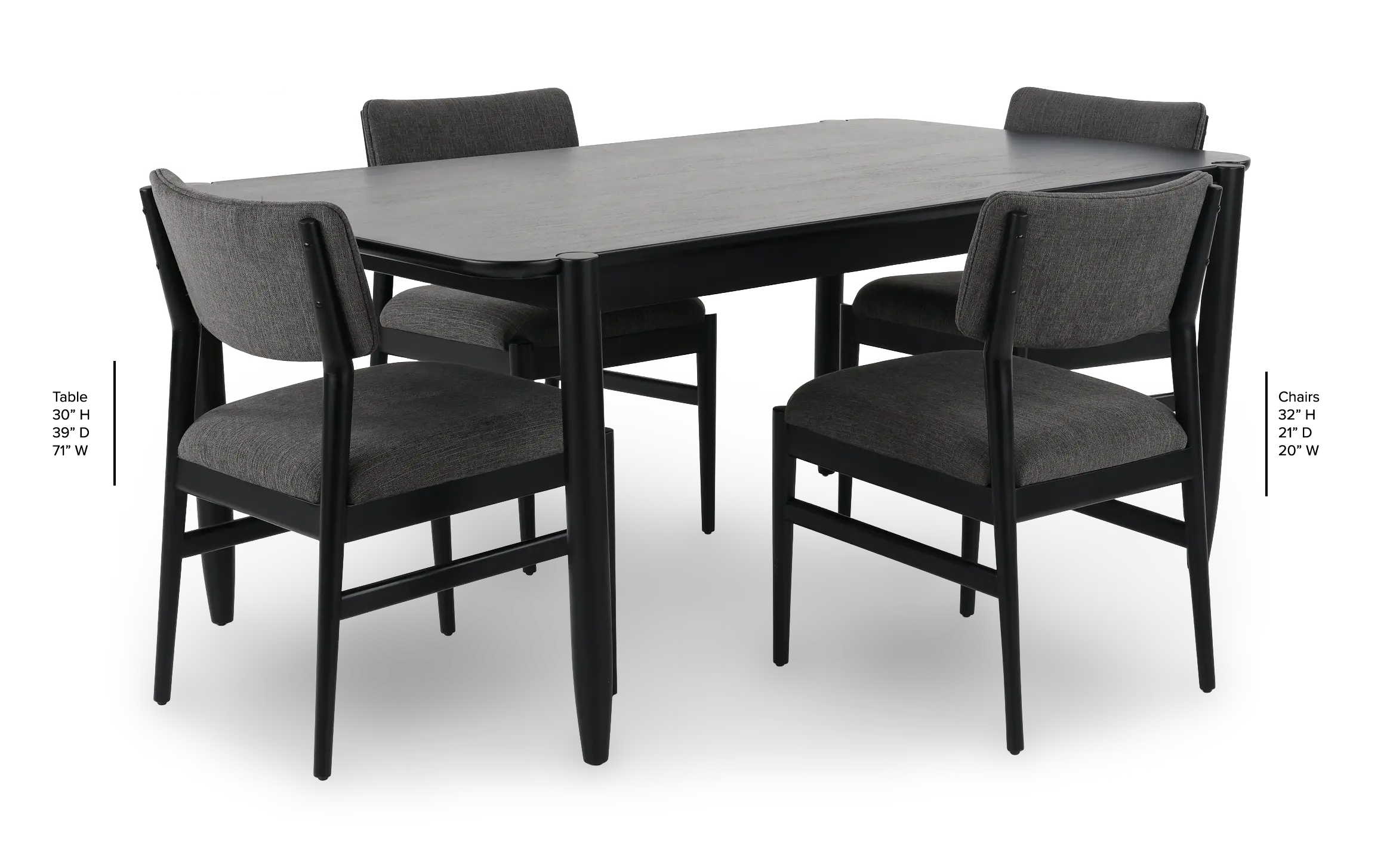 Casal Black 5 Piece Dining Set-3