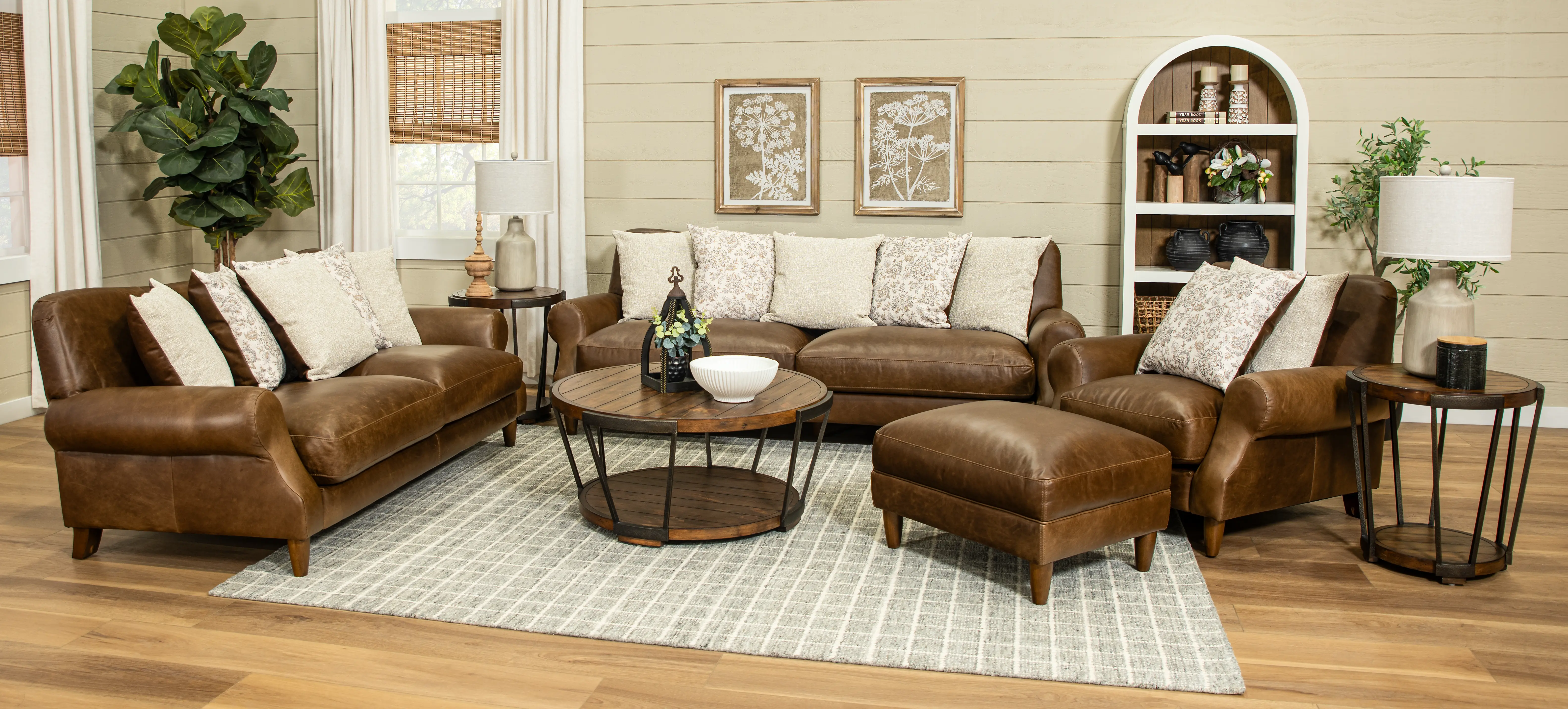Rigby Brown Leather Loveseat-2