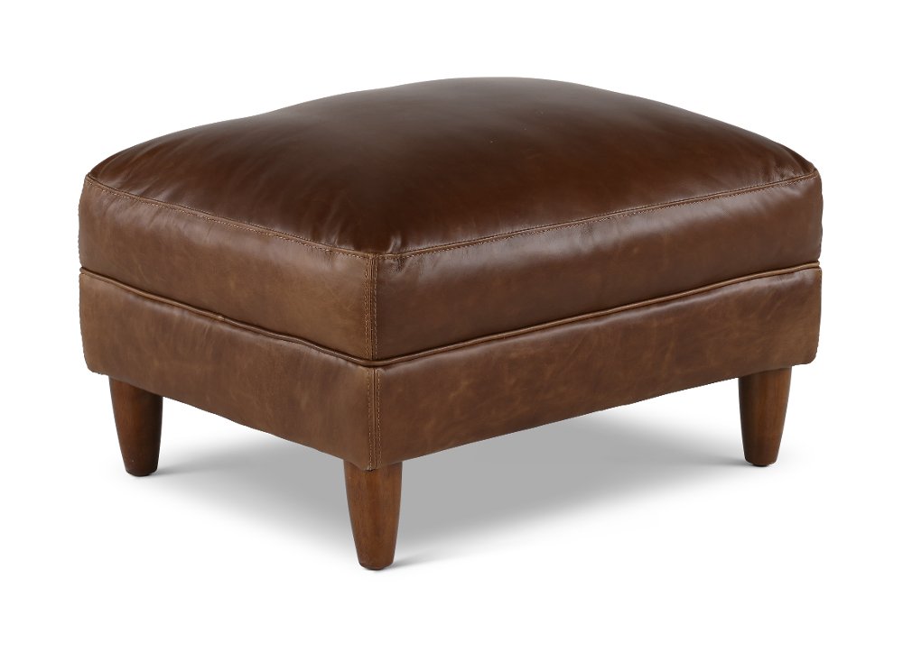 Rigby Brown Leather Ottoman