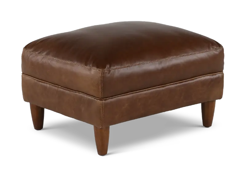 Rigby Brown Leather Ottoman