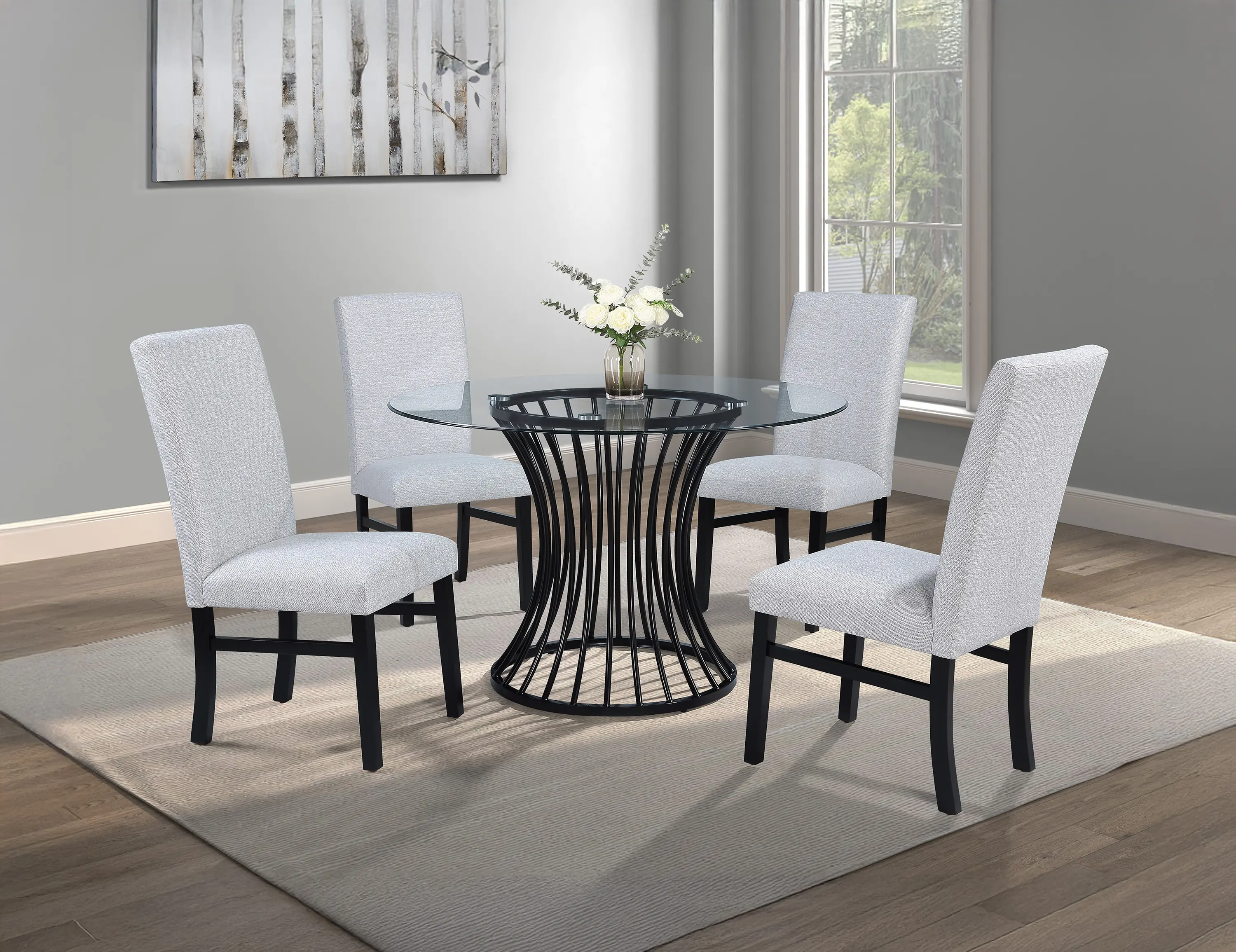 Tracy Black and Light Gray 5 Piece Dining Set-2