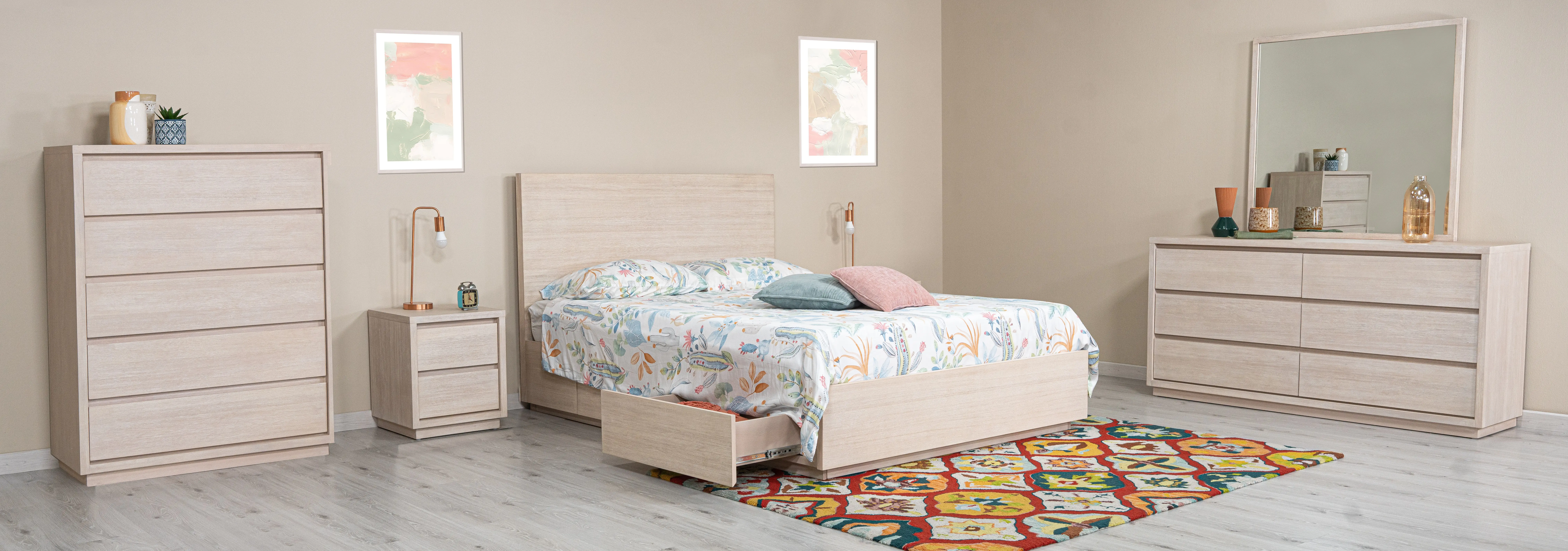 Leah Natural Washed Queen Storage Bed-2