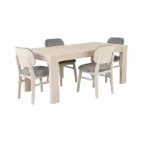 Leah Natural Washed 5 Piece Dining Set