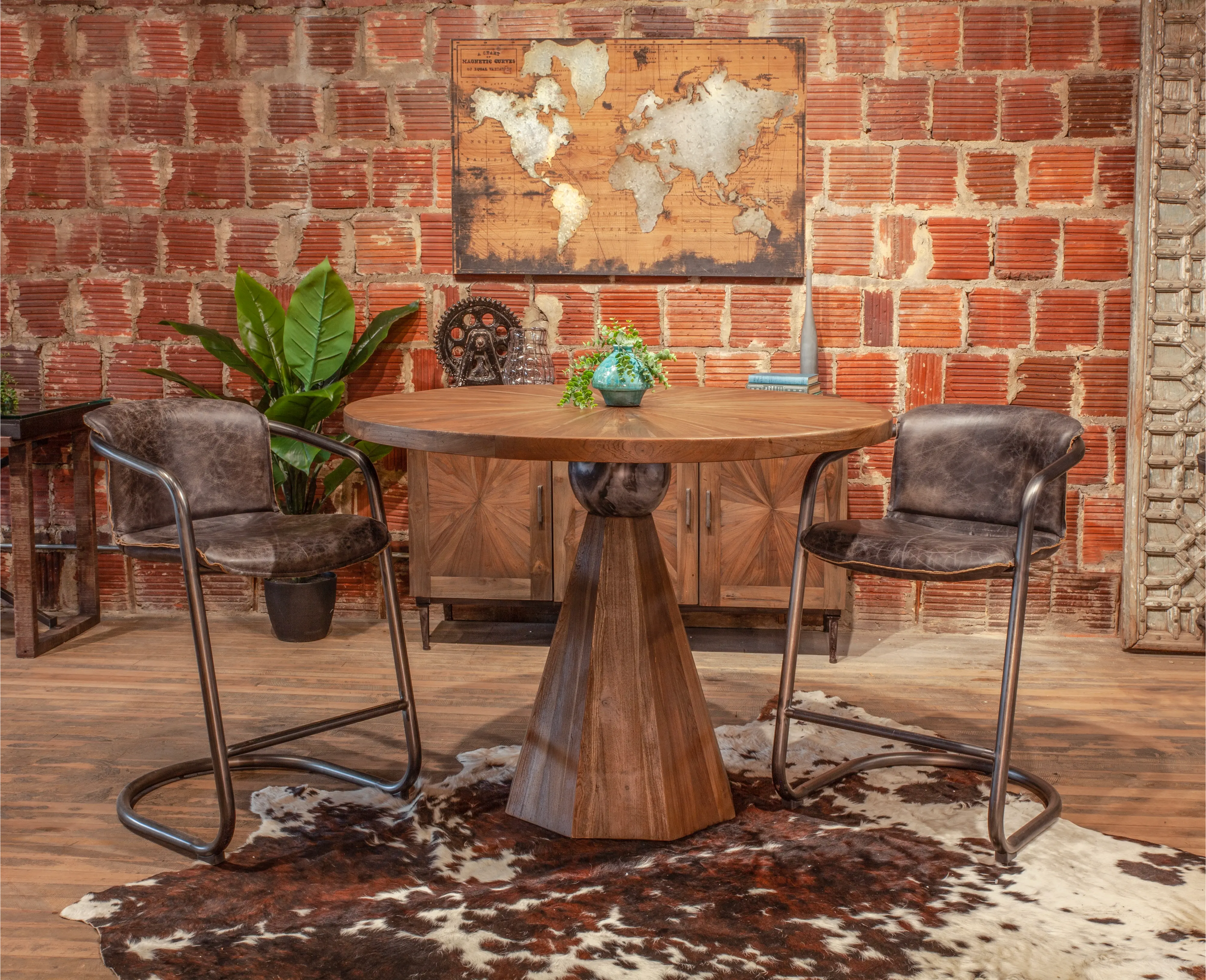 Eiffel Natural and Marble 48  Round Counter Height Dining Table-2