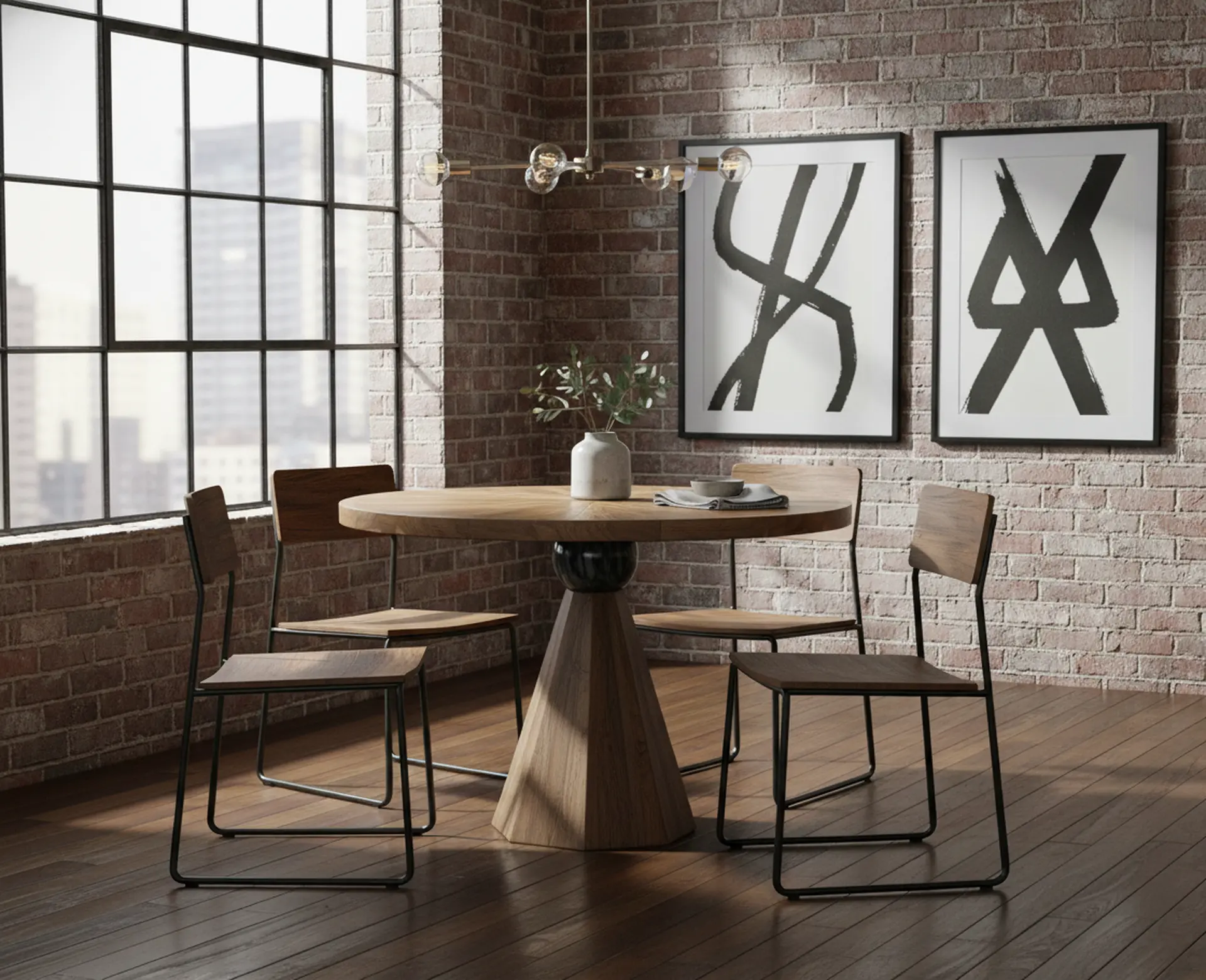 Eiffel Natural and Marble 48  Round Counter Height Dining Table-2