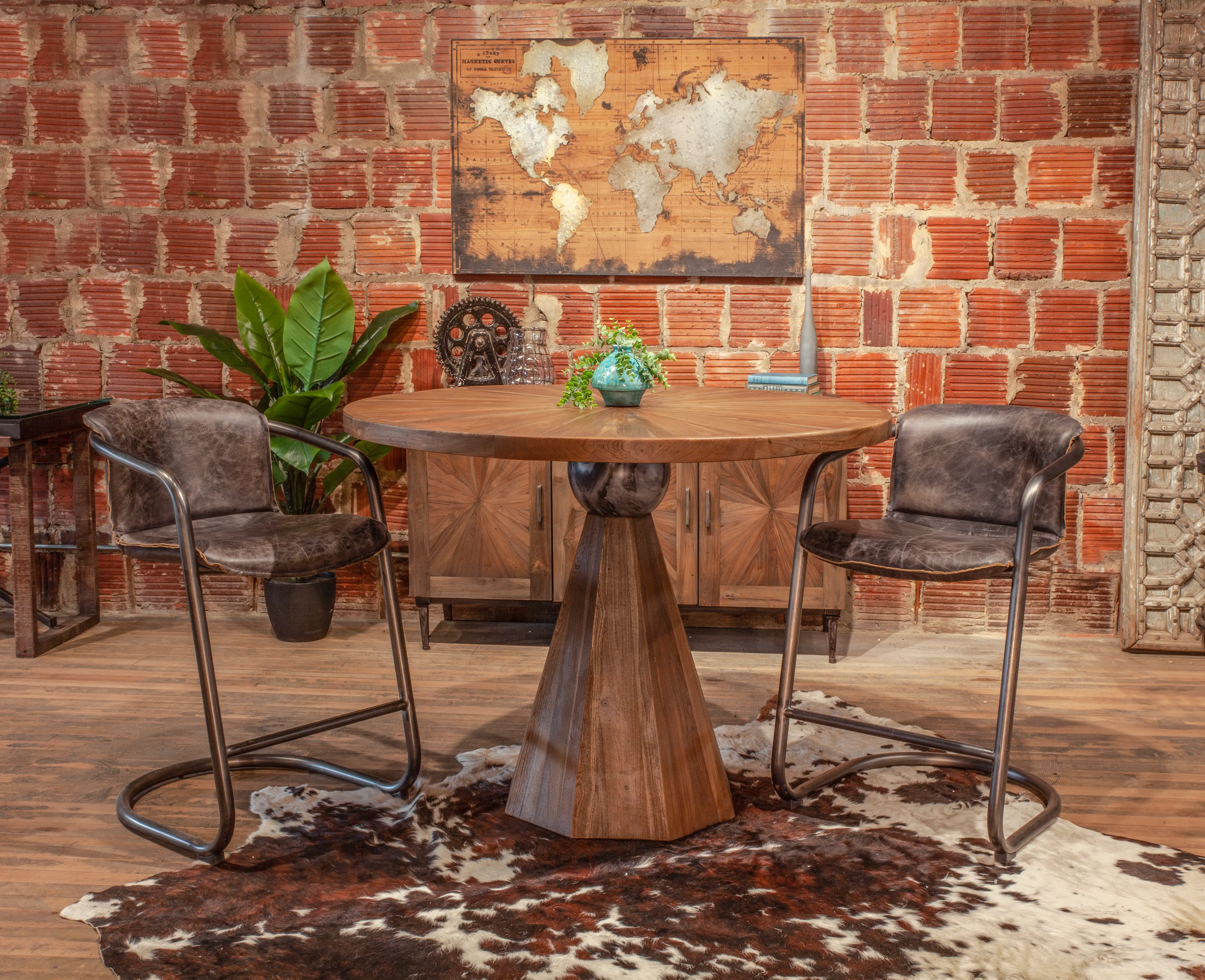 Eiffel Natural and Marble 48  Round Counter Height Dining Table-9