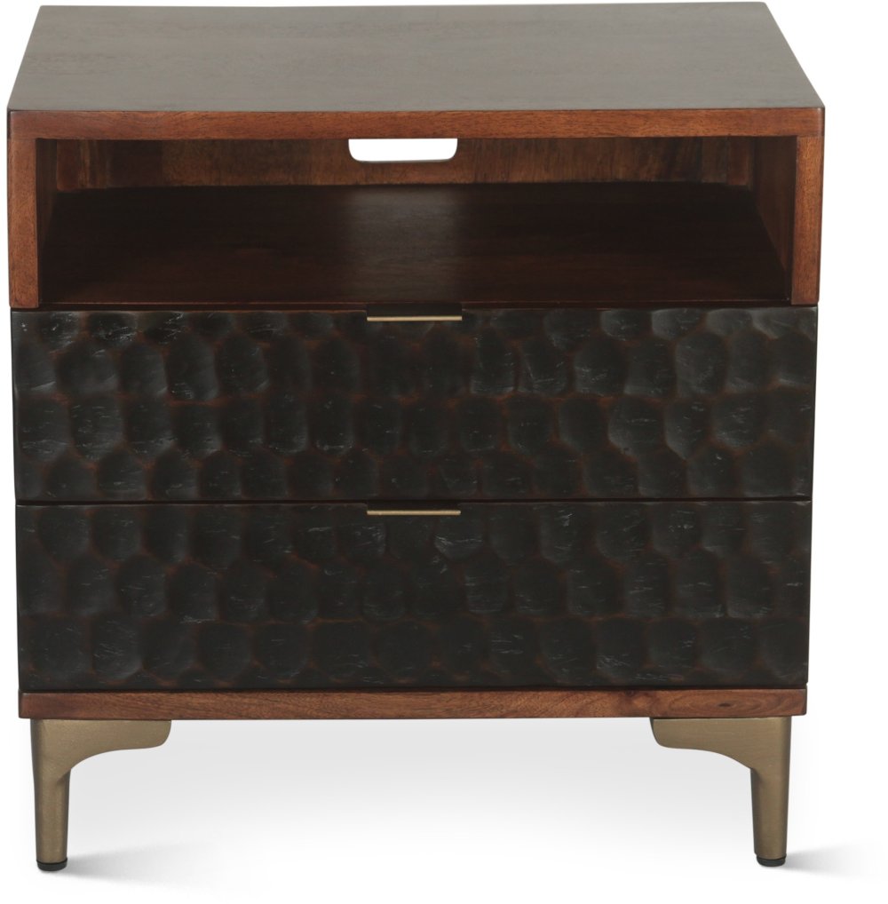 Santa Cruz Antique Bronze and Brown Nightstand