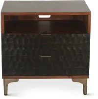 Santa Cruz Antique Bronze and Brown Nightstand