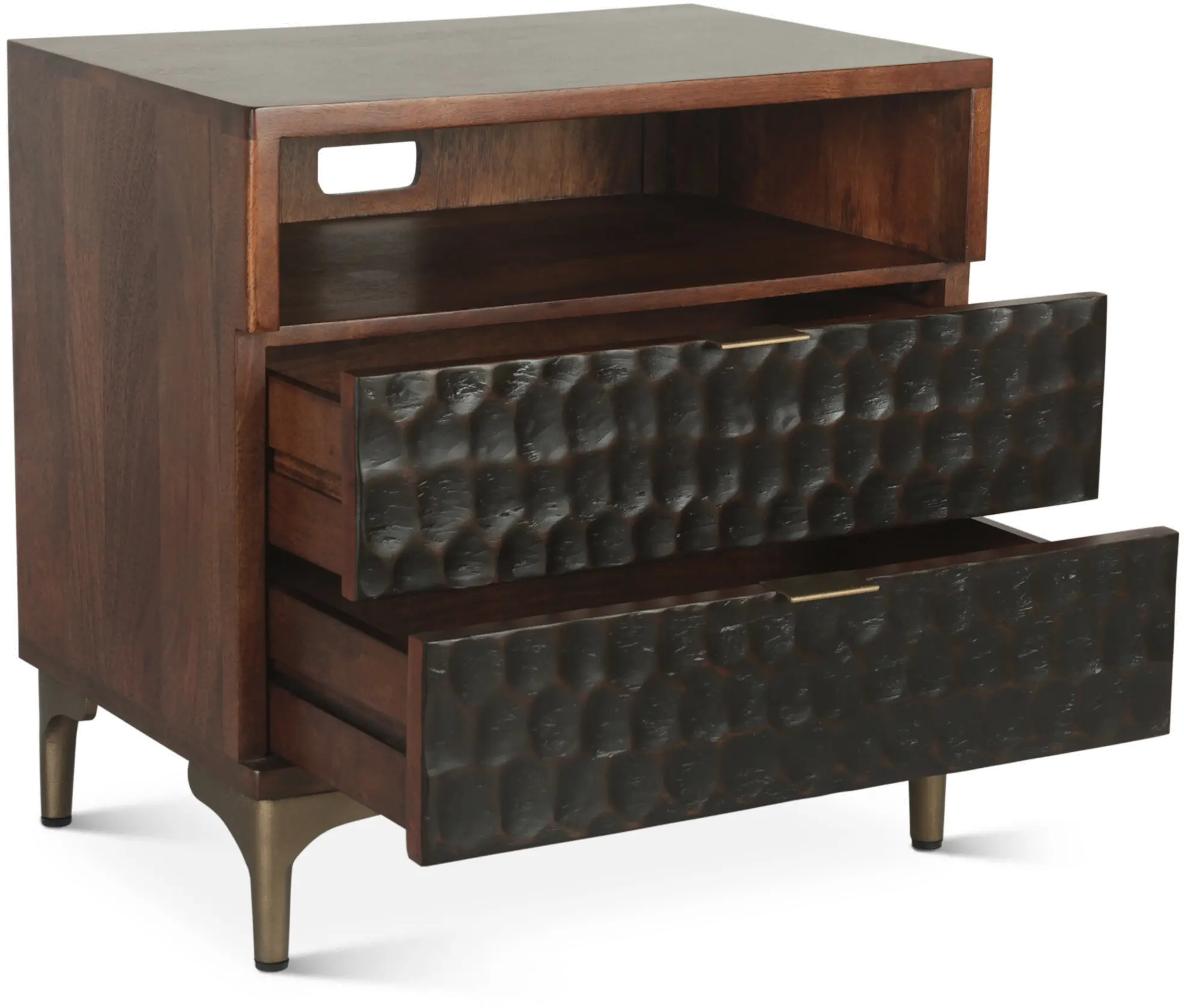 Santa Cruz Antique Bronze and Brown Nightstand-3