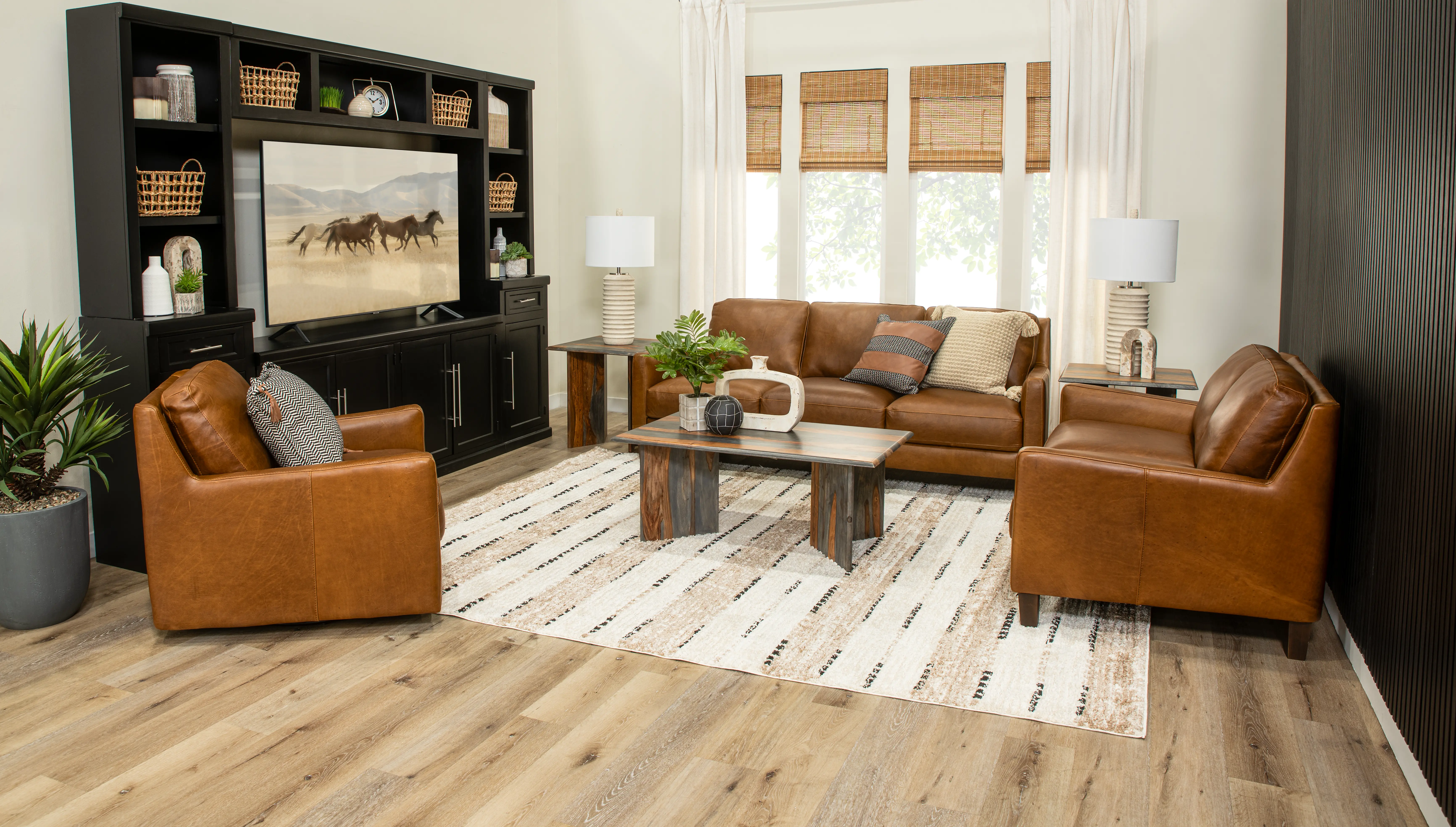 Leon Brown Leather Sofa-2