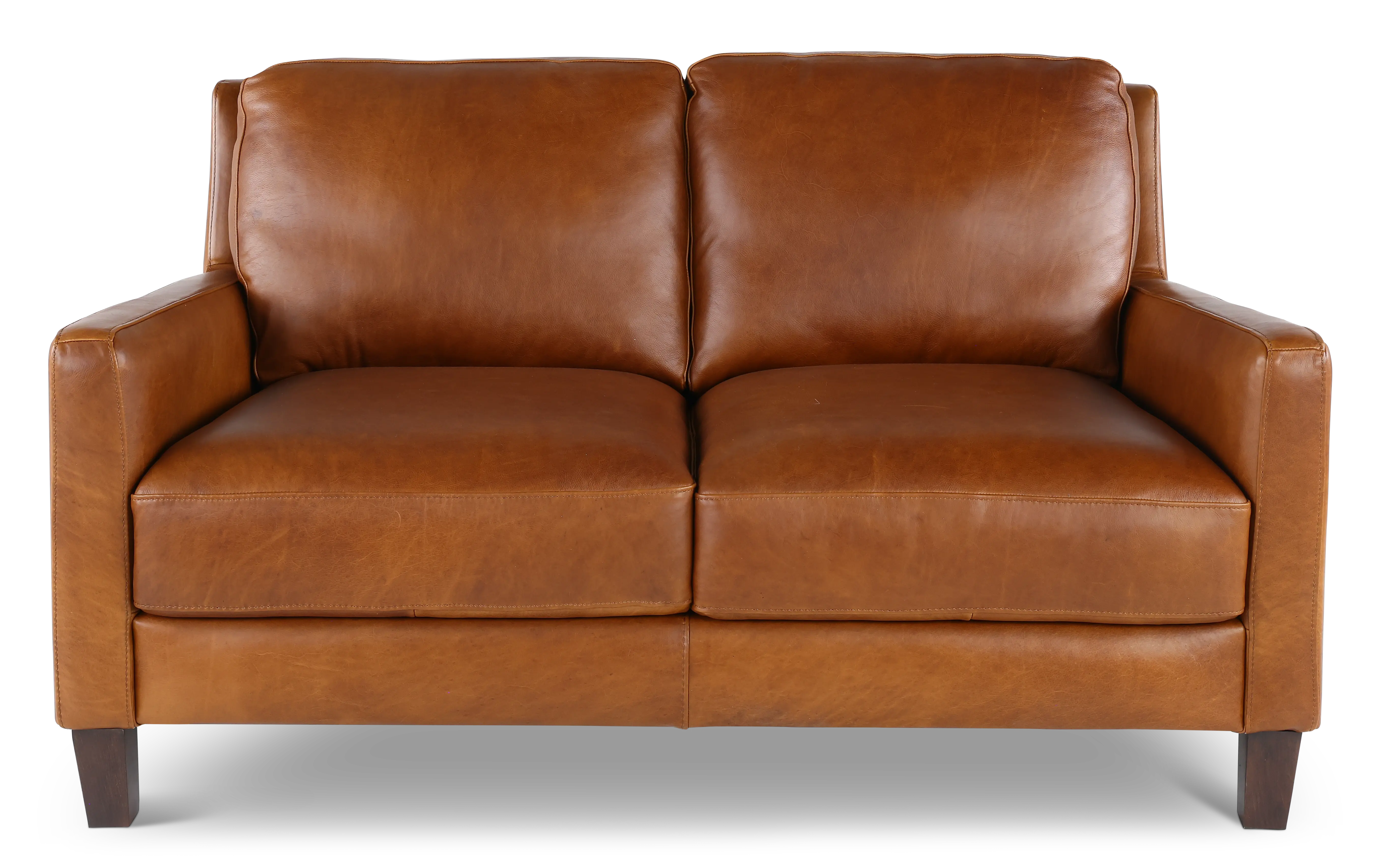 Leon Brown Leather Loveseat-1