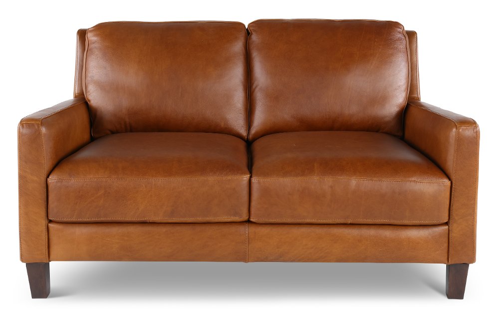 Leon Brown Leather Loveseat