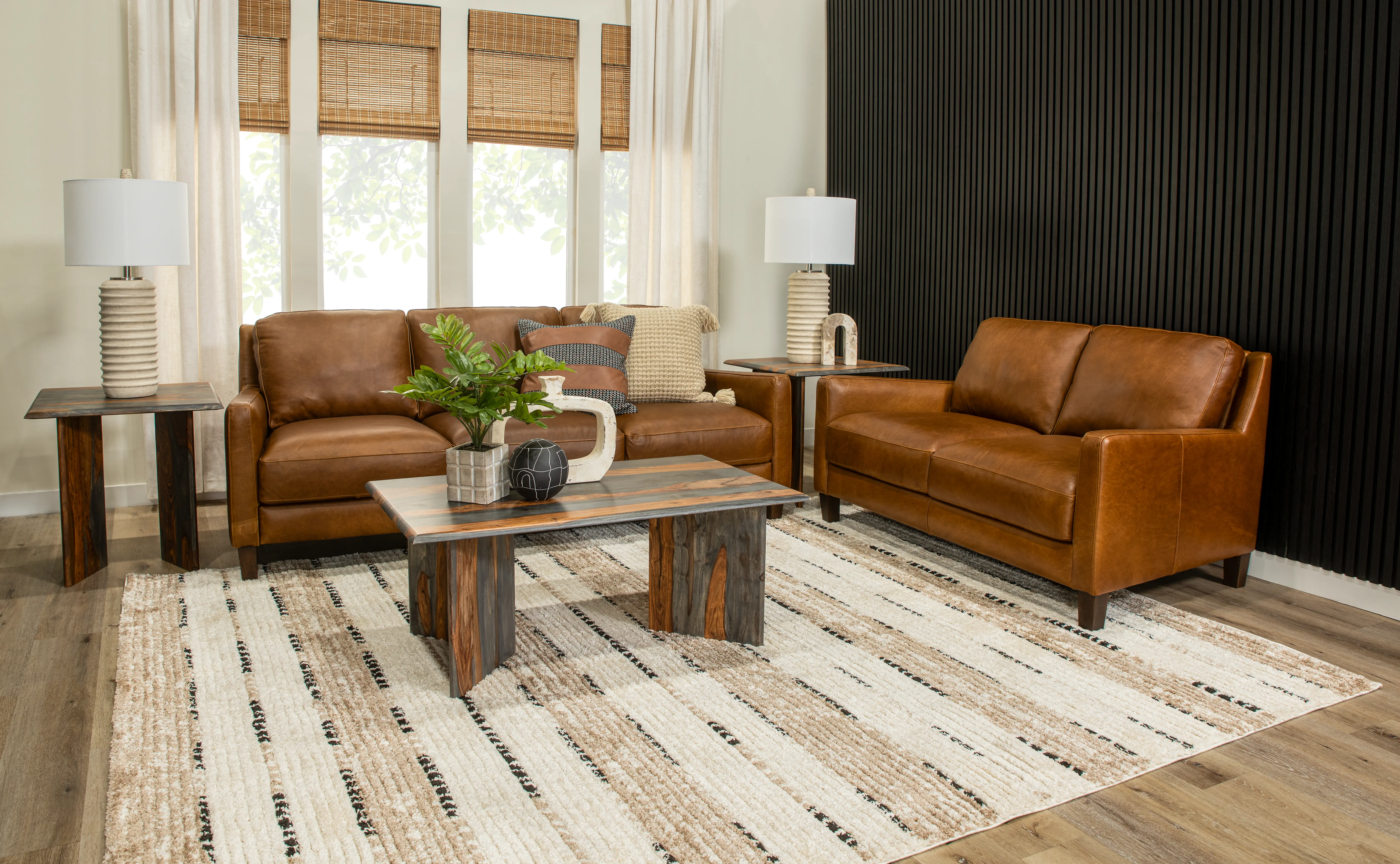 Leon Brown Leather Loveseat-2
