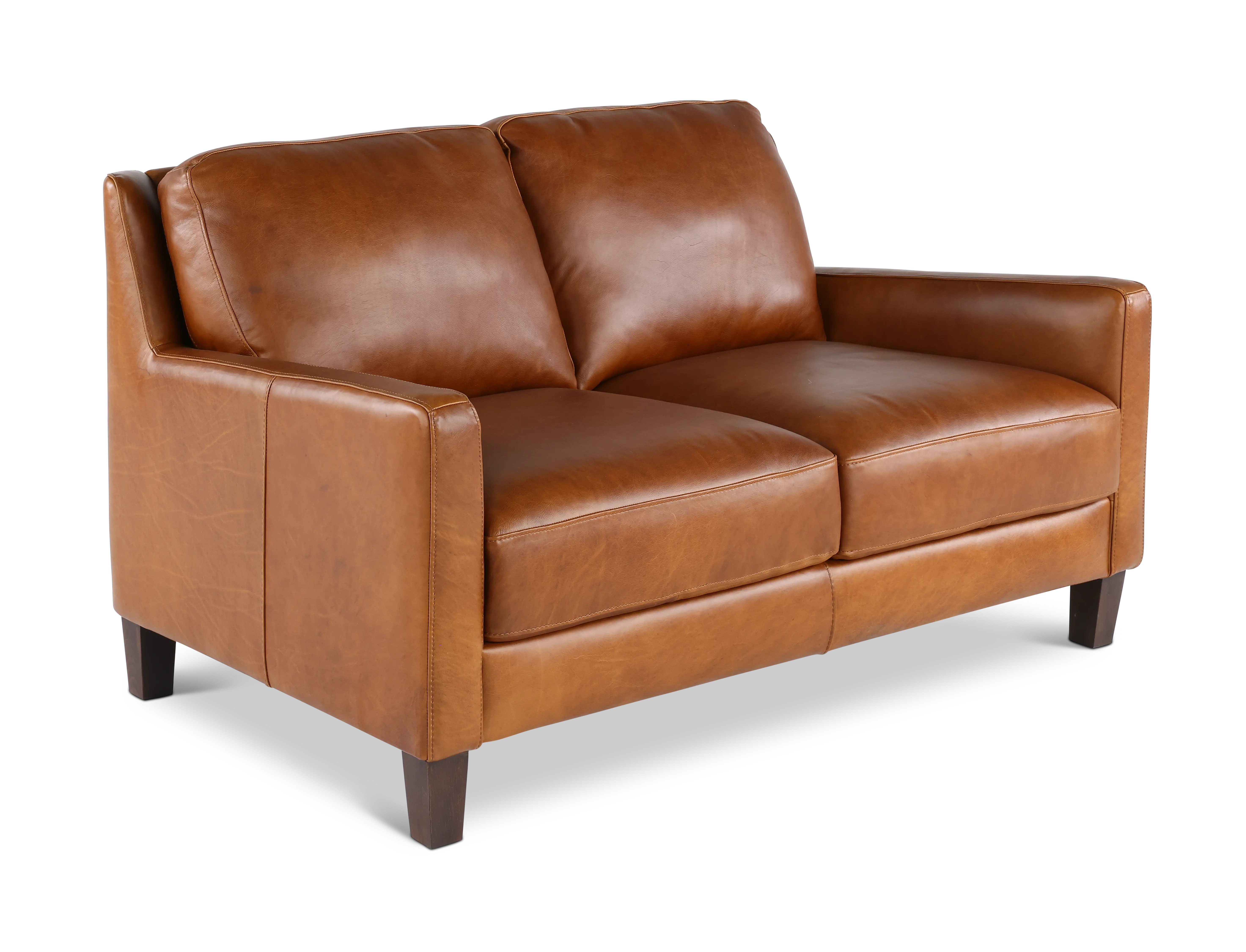 Leon Brown Leather Loveseat-3