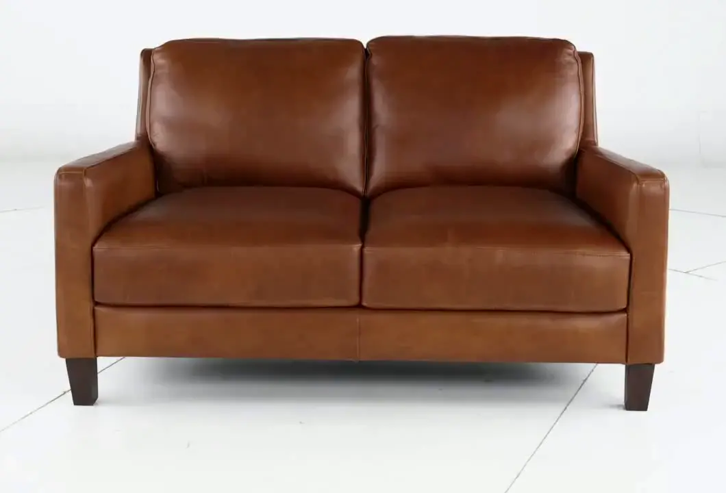 Leon Brown Leather Loveseat-5