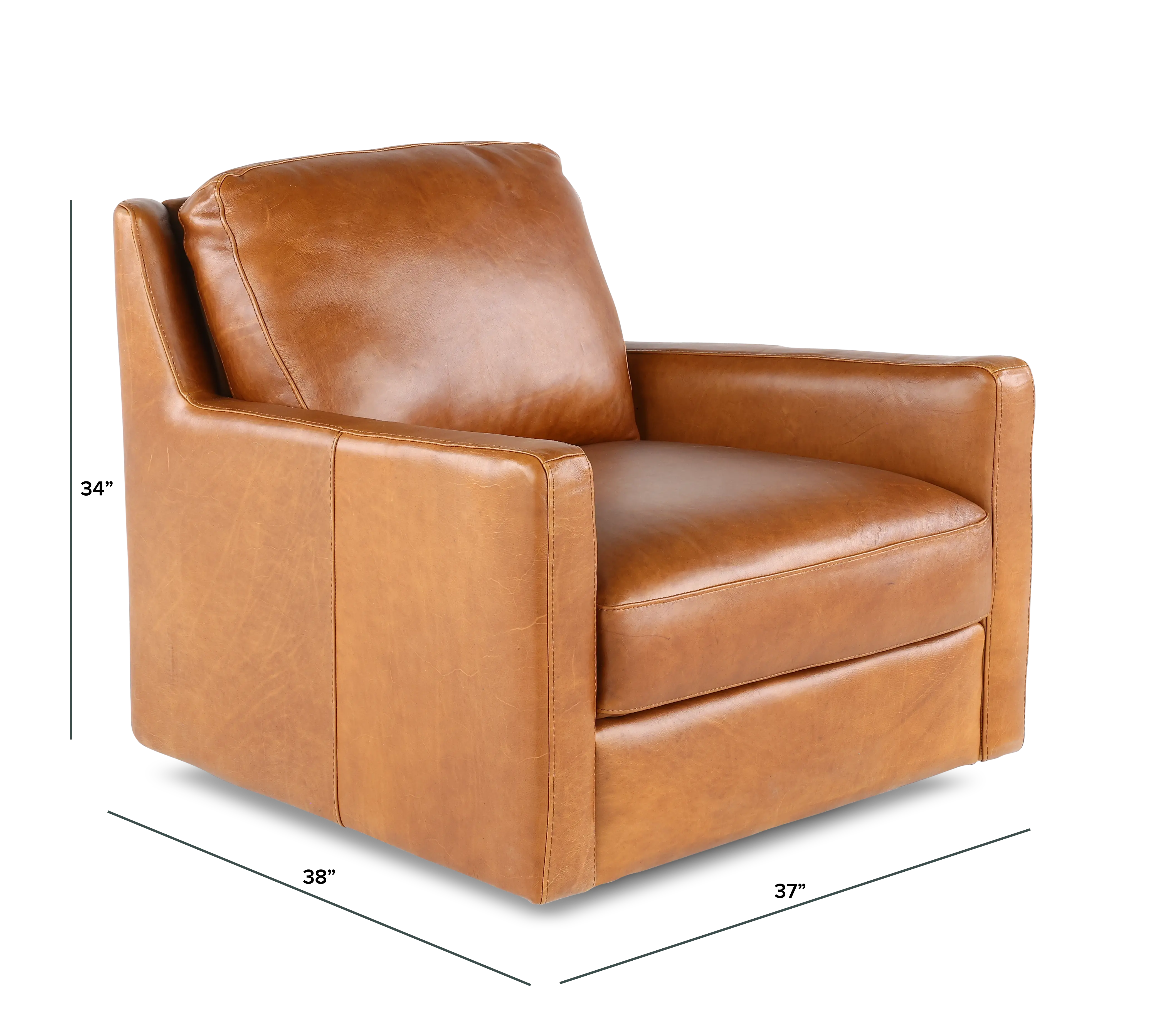 Leon Brown Leather Swivel Chair-3