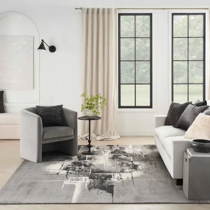 Twilight 8 x 10 Contemporary Gray and Ivory Area Rug-2