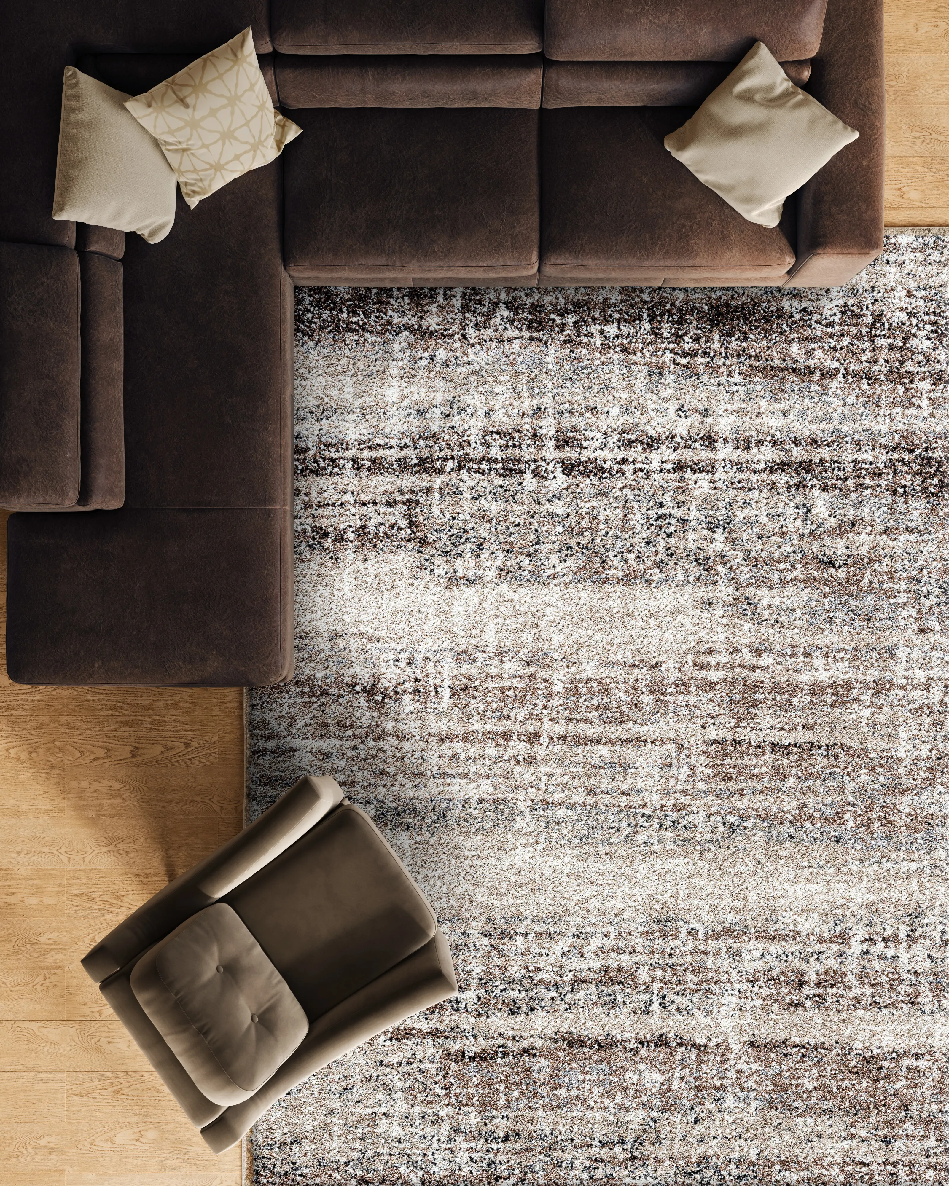 Granada 5 x 8 Linear Chocolate Brown Area Rug-3