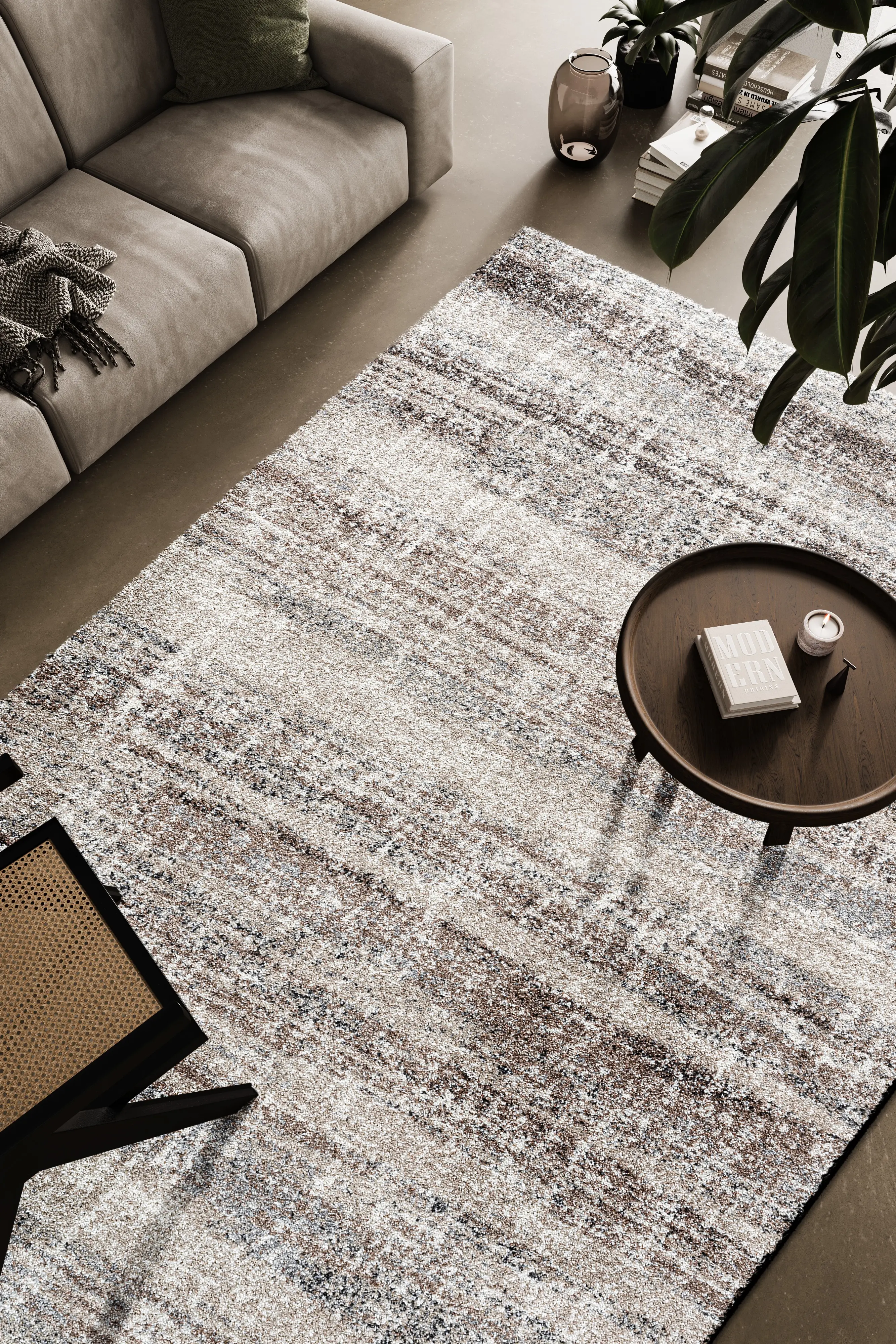Granada 5 x 8 Linear Chocolate Brown Area Rug-4