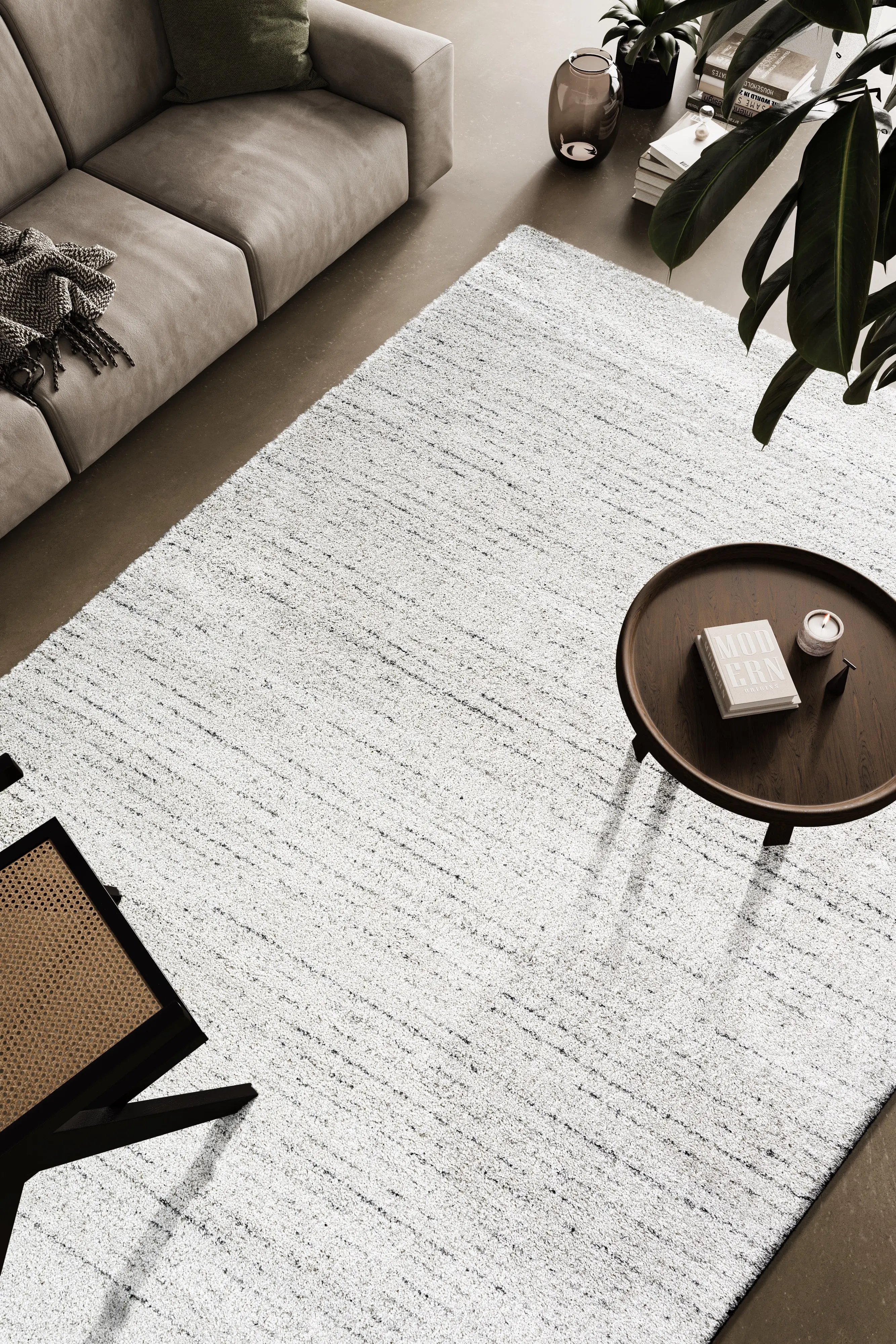 Granada 5 x 8 Linear Ivory and Gray Area Rug-3