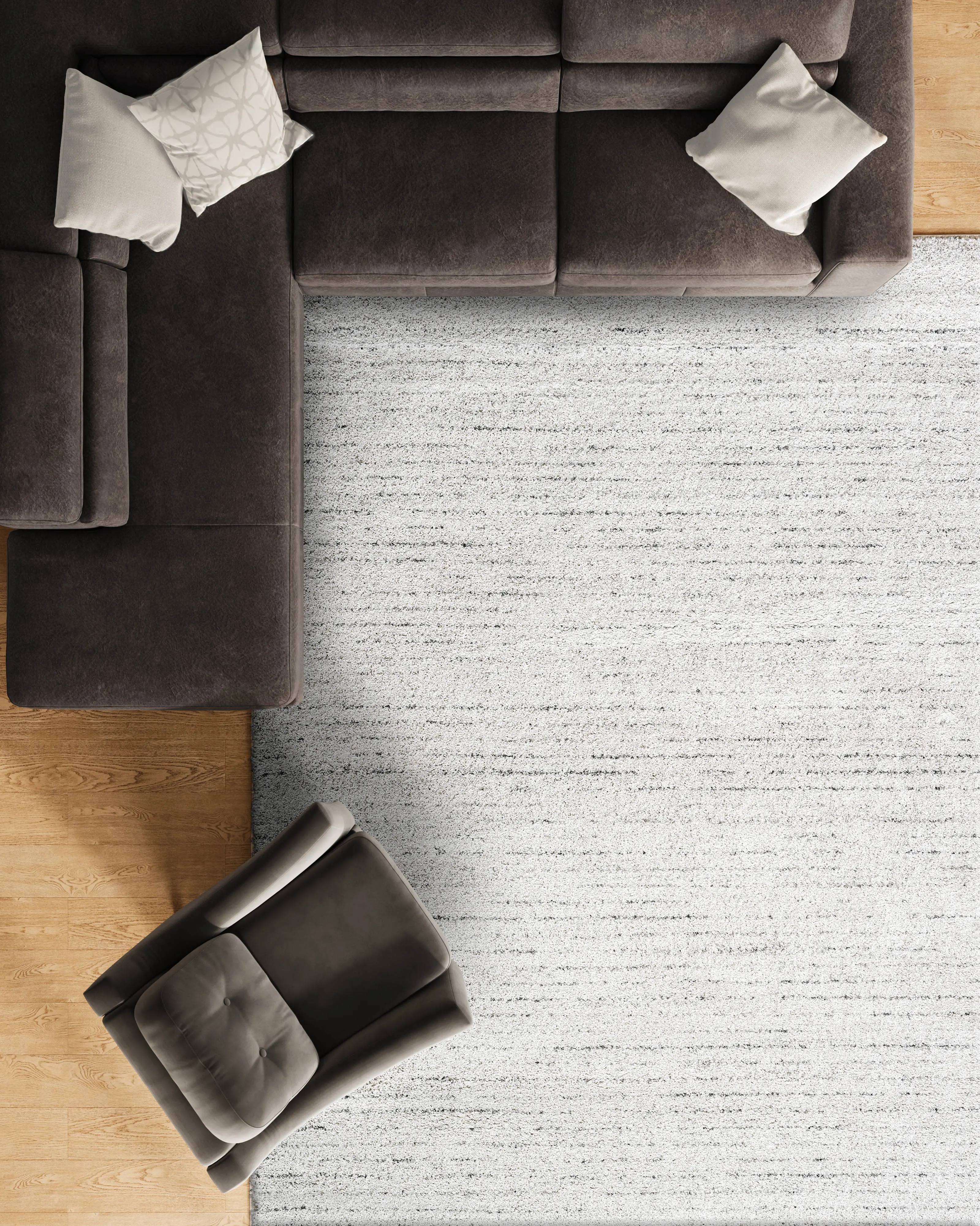 Granada 5 x 8 Linear Ivory and Gray Area Rug-4