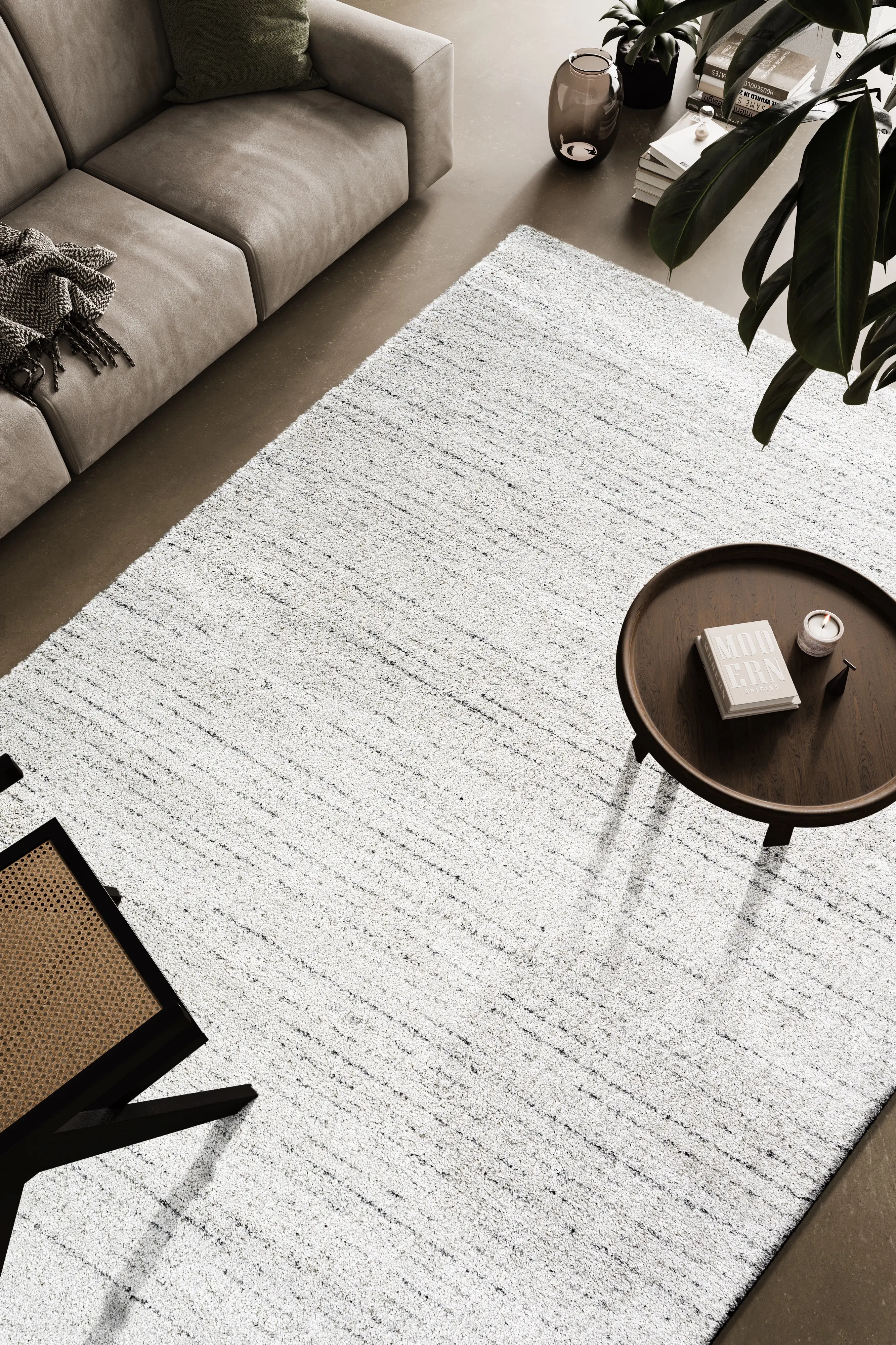 Granada 8 x 11 Linear Ivory and Gray Area Rug-2