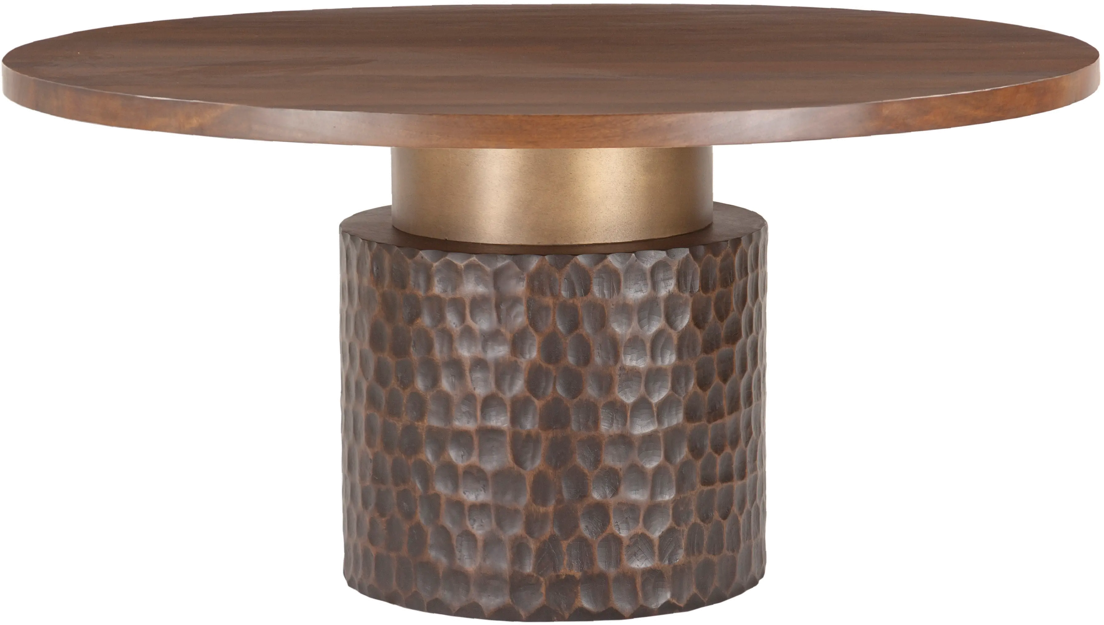 Santa Cruz Antique Bronze and Brown 60  Round Dining Table-1