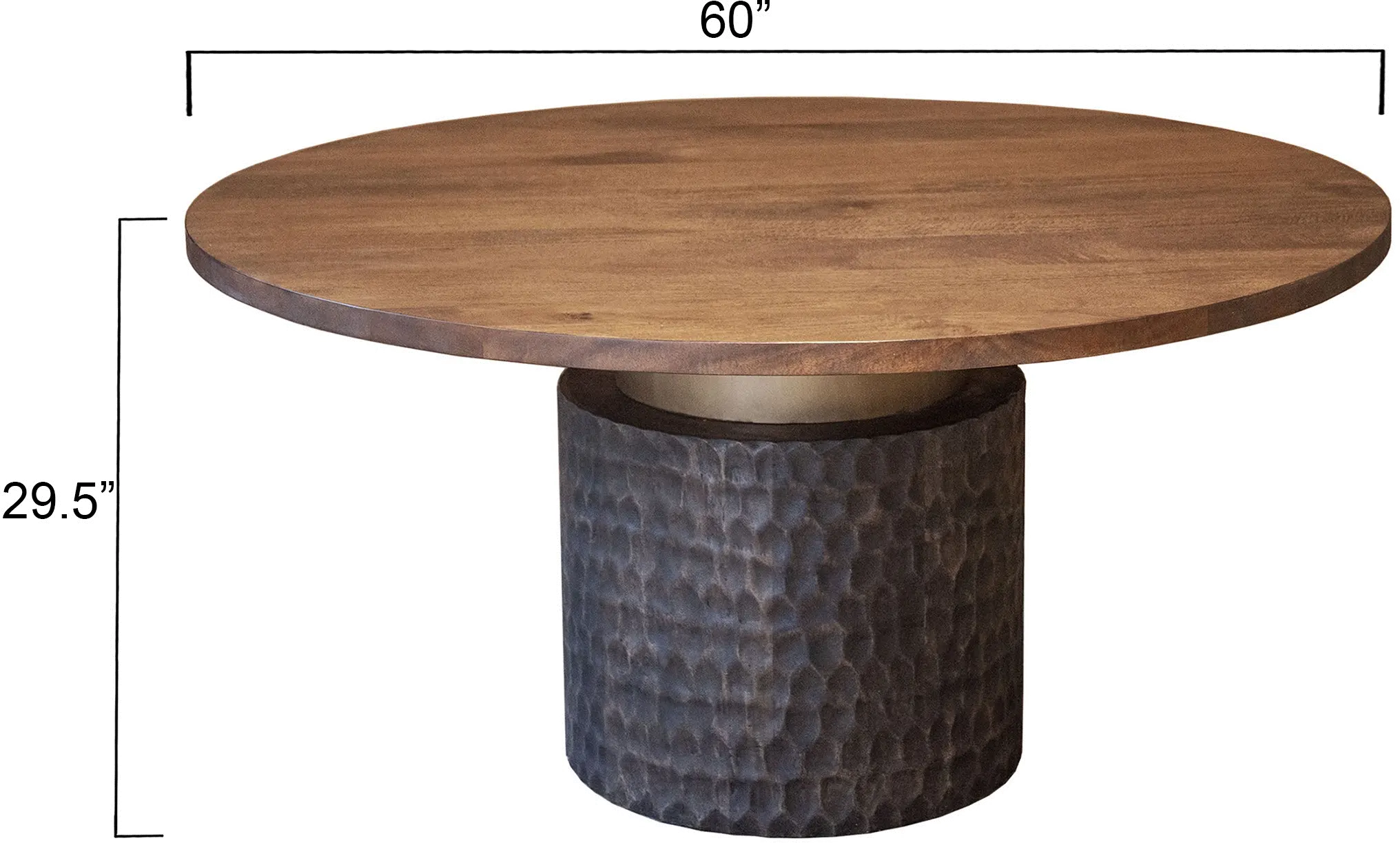 Santa Cruz Antique Bronze and Brown 60  Round Dining Table-3