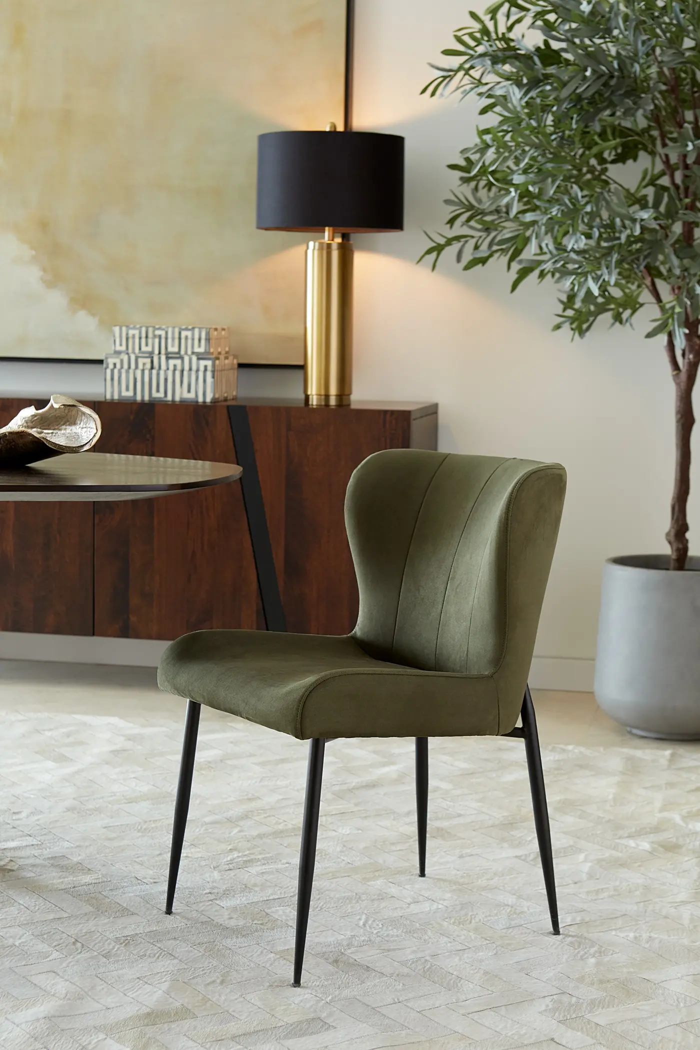 Jennifer Green Suede Dining Chair-2