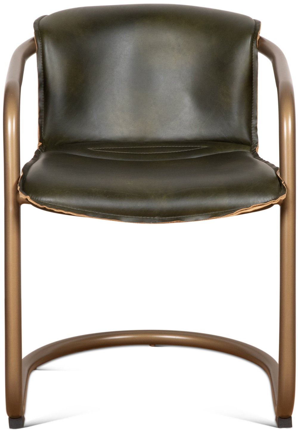 Portofino Antique Gold and Green Leather Dining Chair