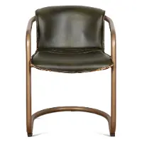 Portofino Antique Gold and Green Leather Dining Chair
