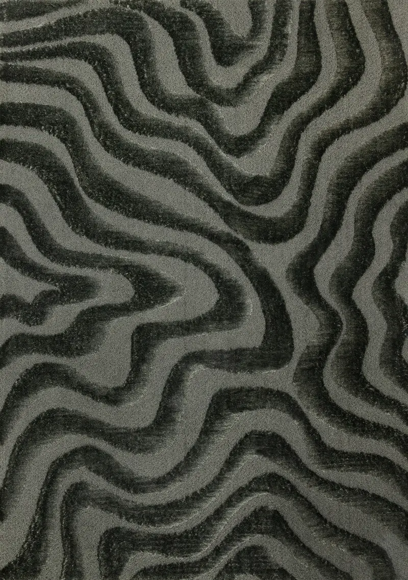 Luxe 5 x 8 Green Curvy Lines Area Rug