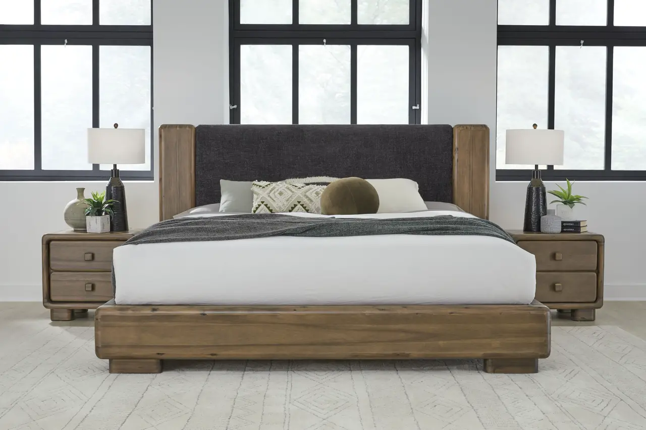 Boka Brown and Black Queen Platform Bed-5
