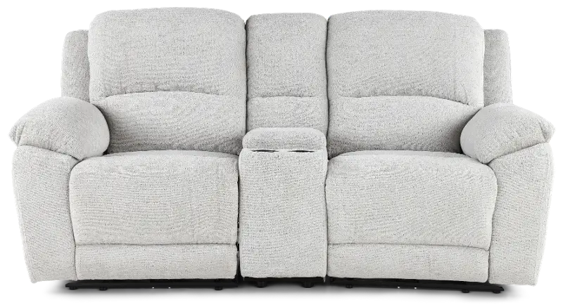 Sahara Nickle Light Gray Power Reclining Loveseat with Console