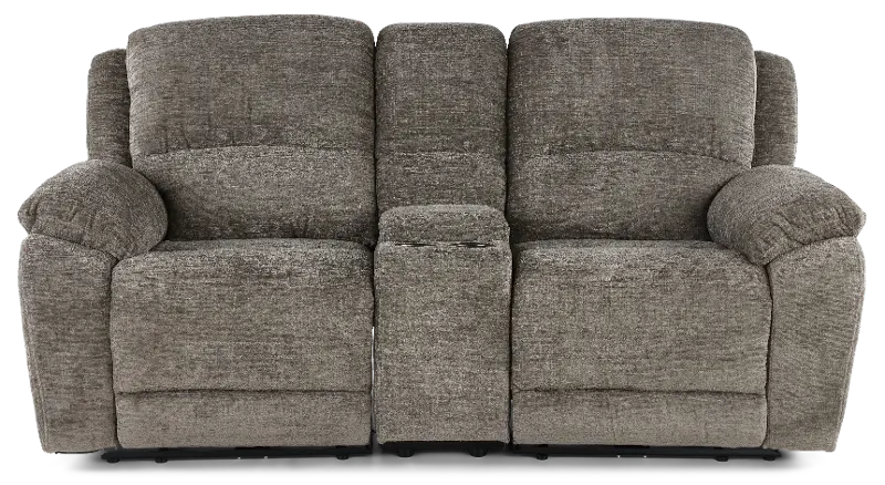 Sahara Stone Dark Gray Power Reclining Loveseat with Console