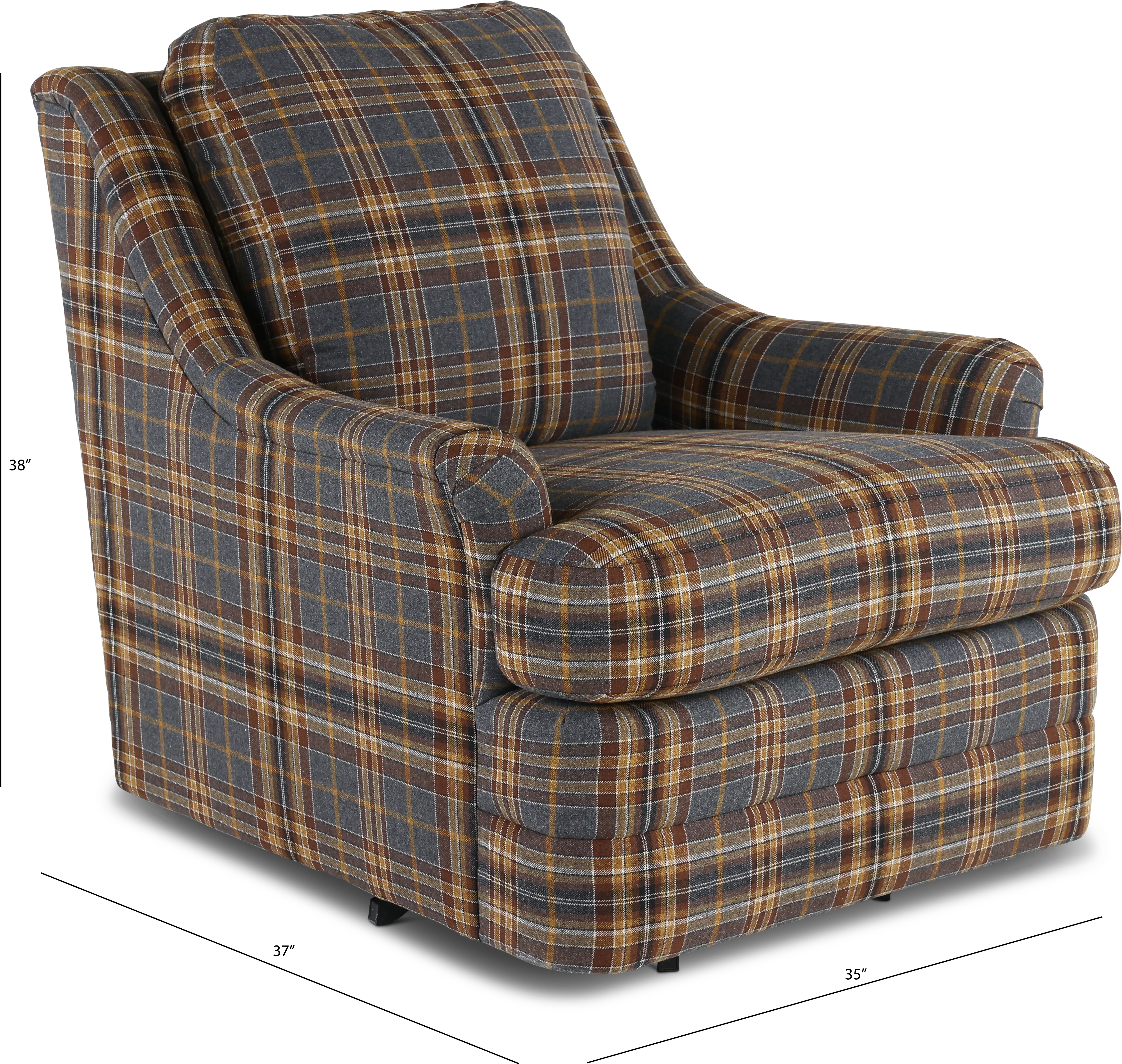 William Brown and Gray Plaid Swivel Chair-3