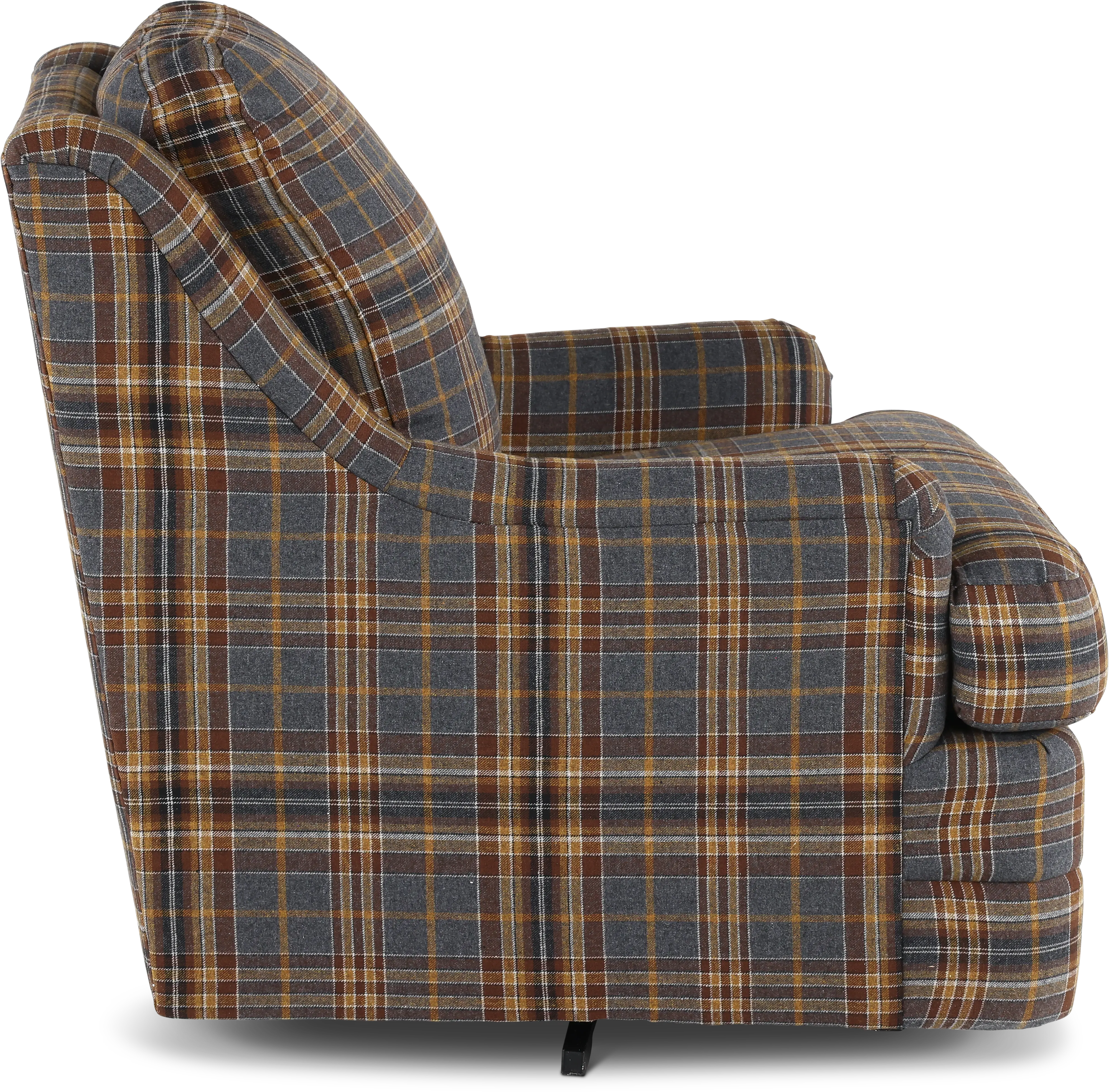 William Brown and Gray Plaid Swivel Chair-4