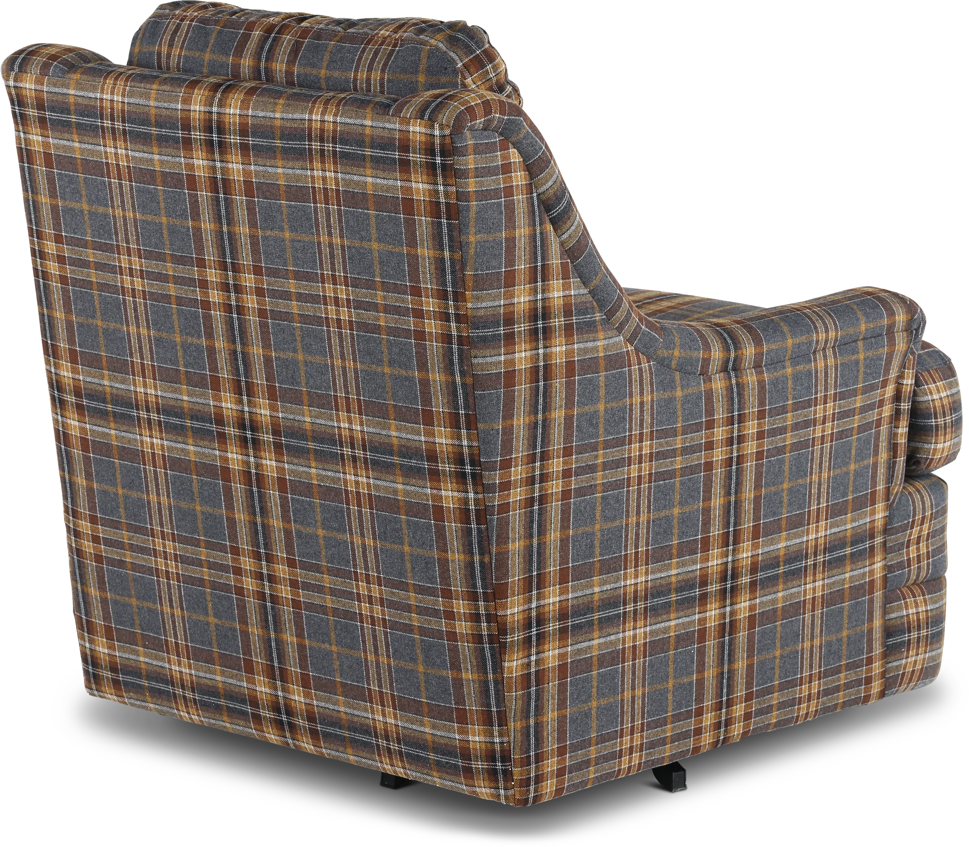 William Brown and Gray Plaid Swivel Chair-5