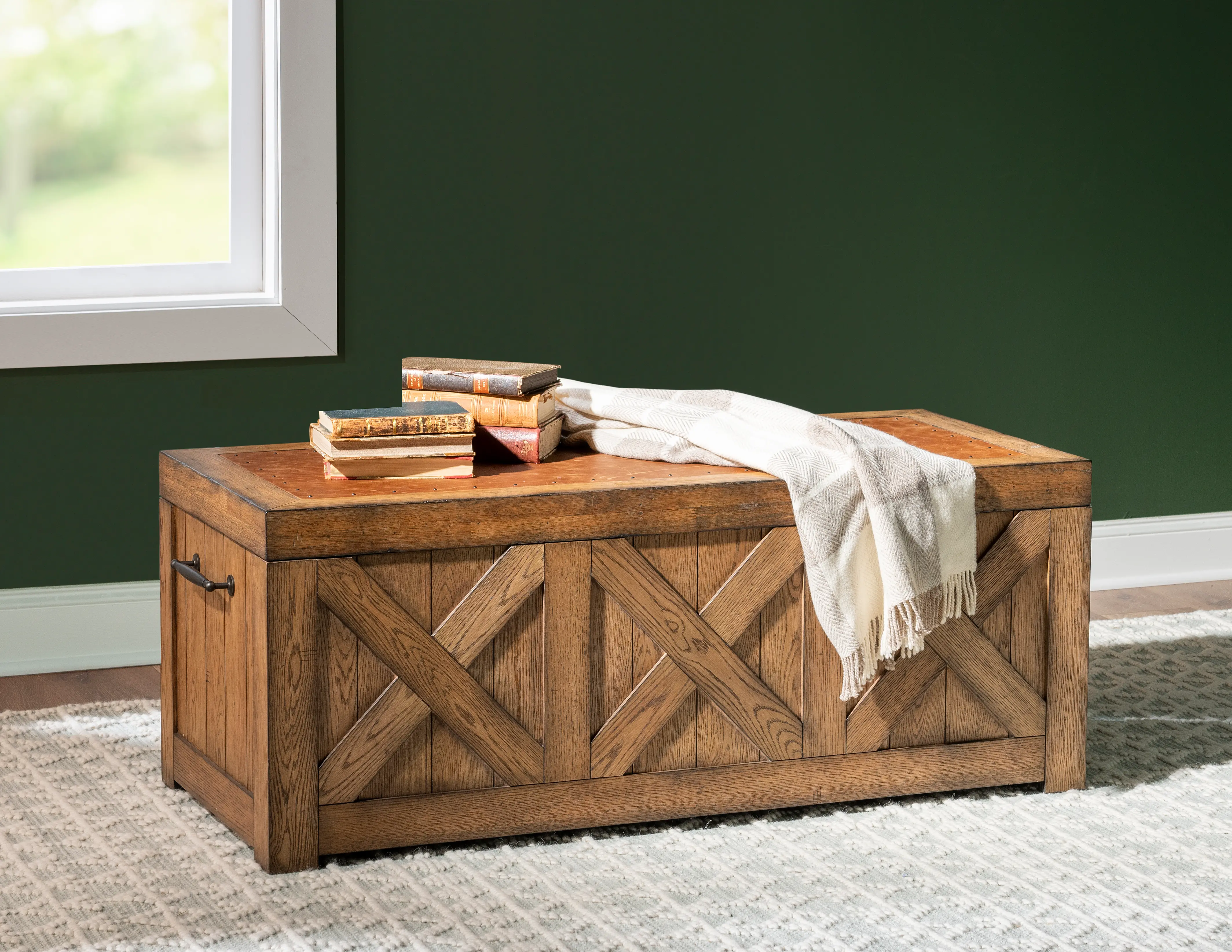Country Living Oak Captain's Truck Coffee Table-2
