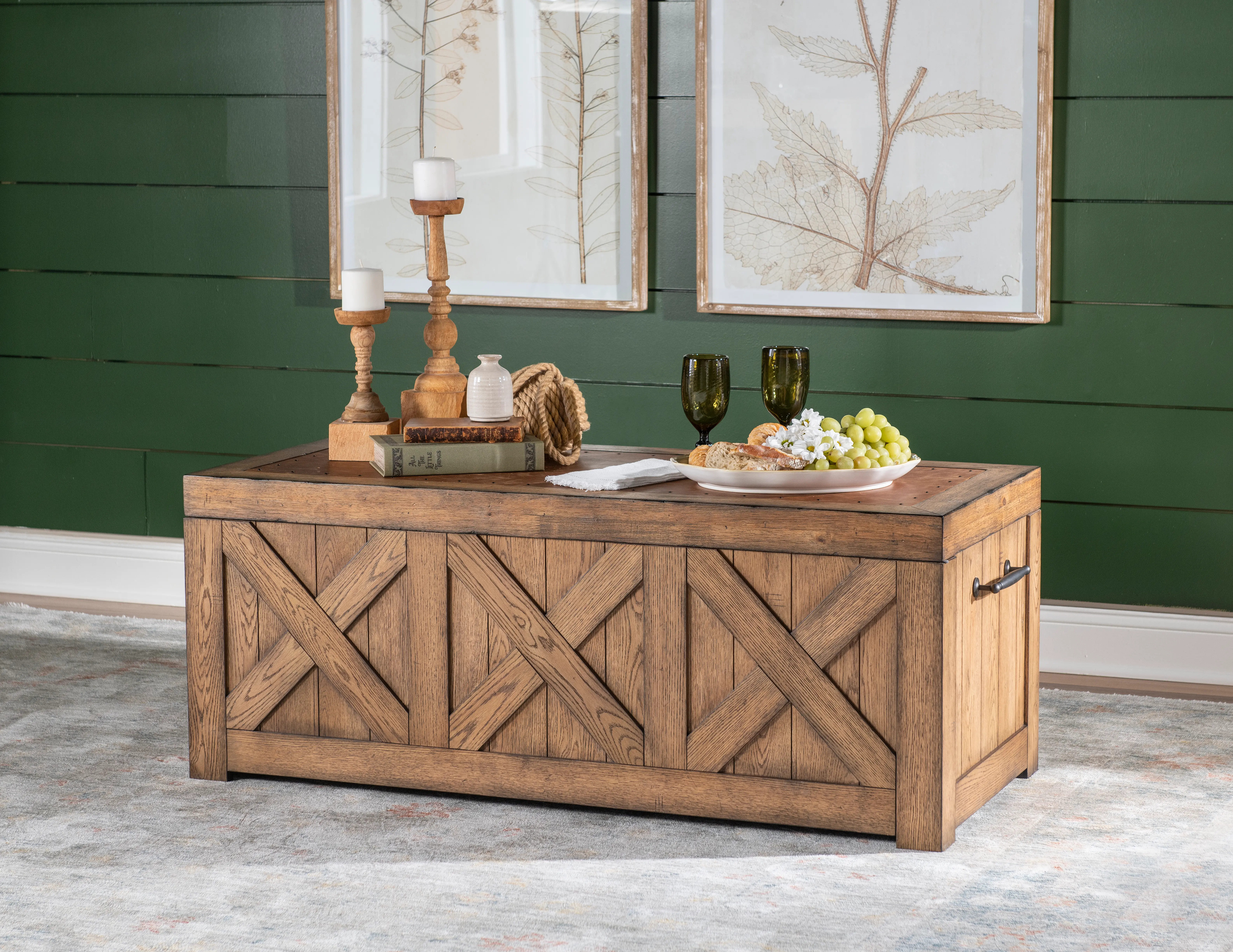 Country Living Oak Captain's Truck Coffee Table-6