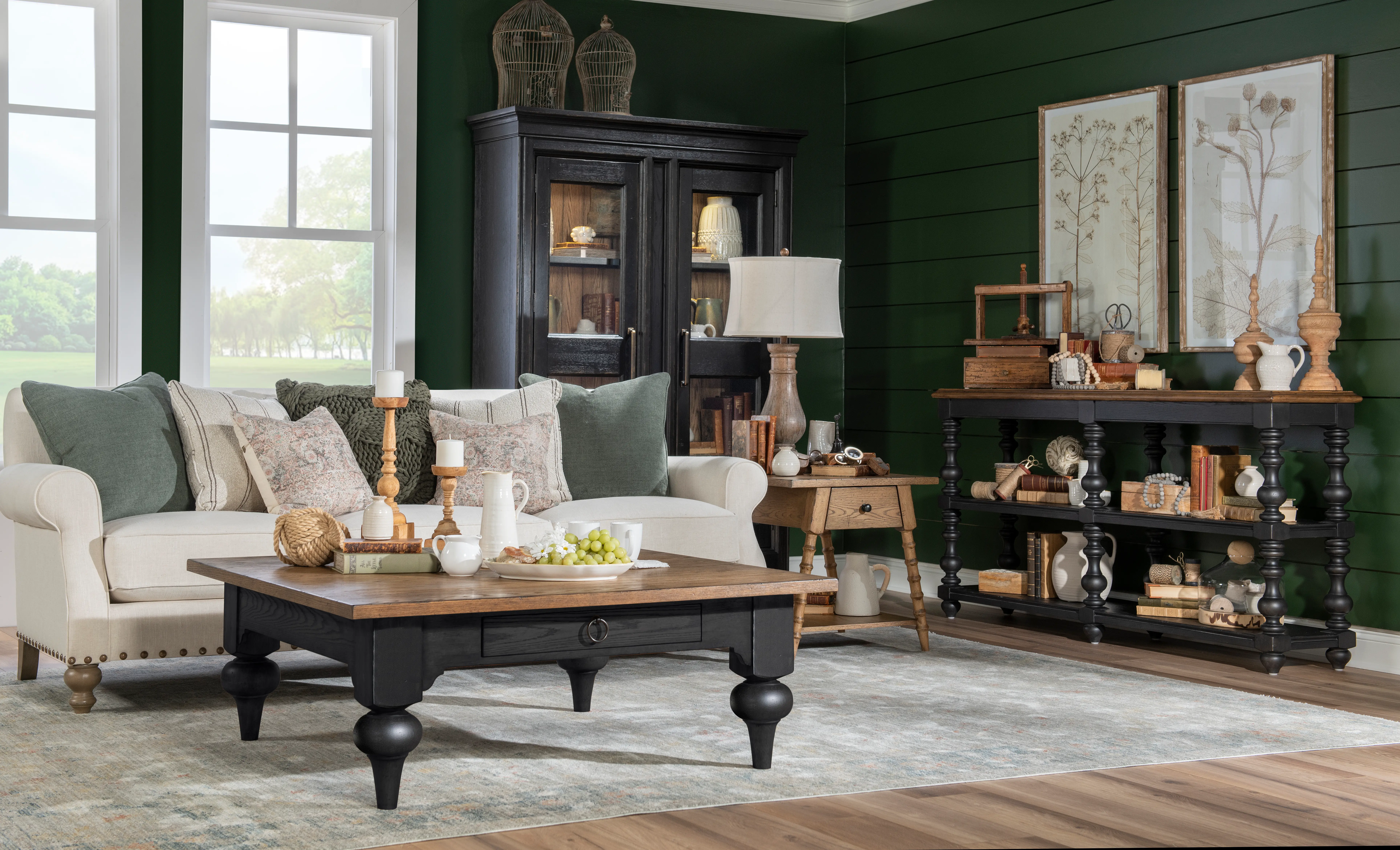 Country Living Oak and Black Square Coffee Table-2