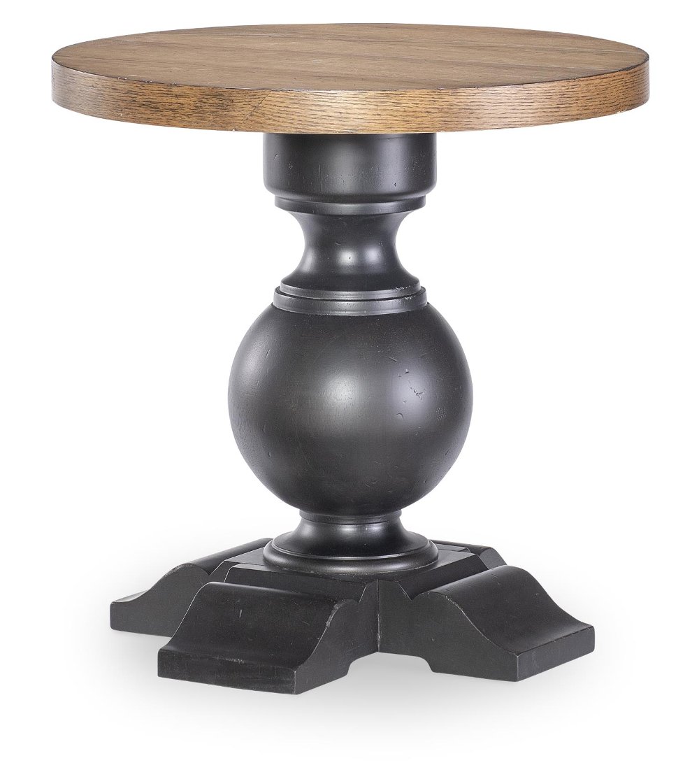 Country Living Oak and Black Round End Table