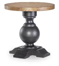 Country Living Oak and Black Round End Table