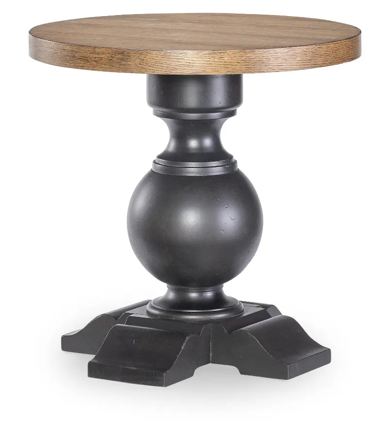 Country Living Oak and Black Round End Table