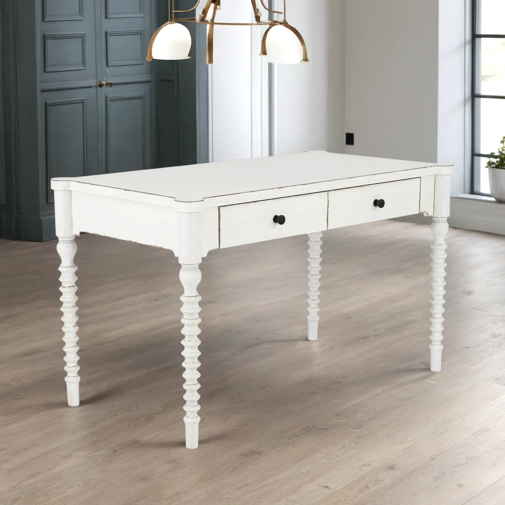 Country Living White Bobbin Leg Writing Desk-10