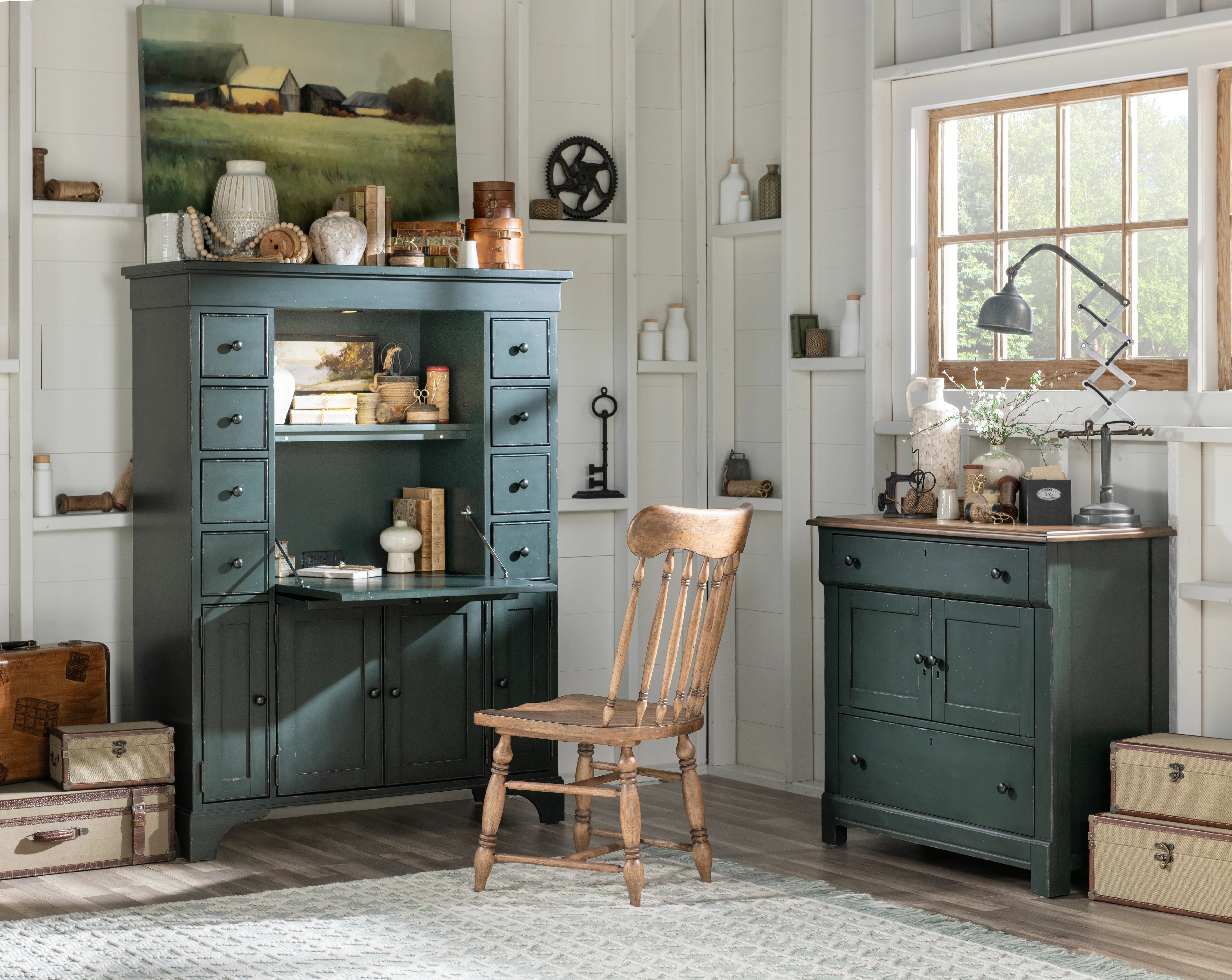 Country Living Green Secretary Cabinet-11