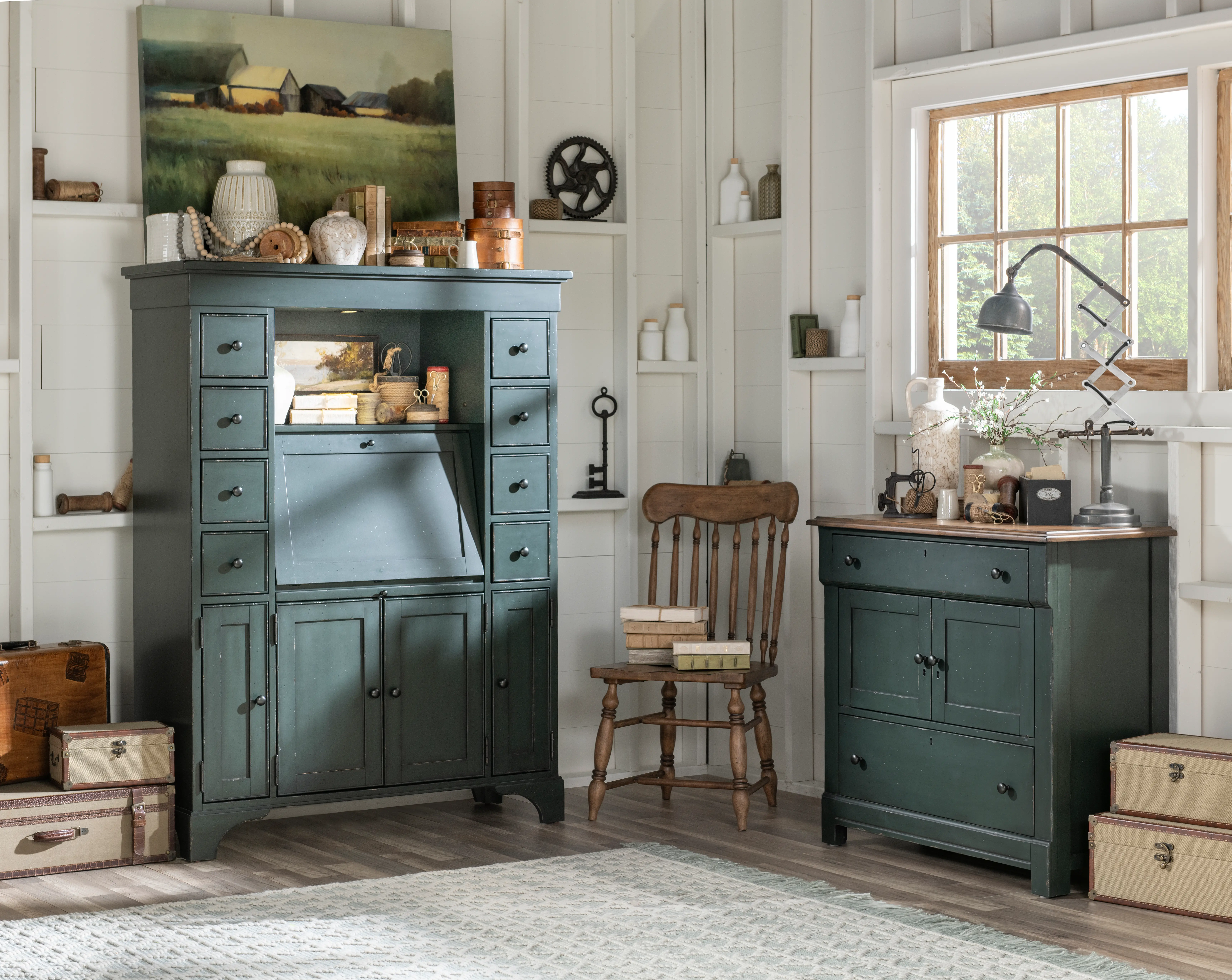 Country Living Green Secretary Cabinet-3
