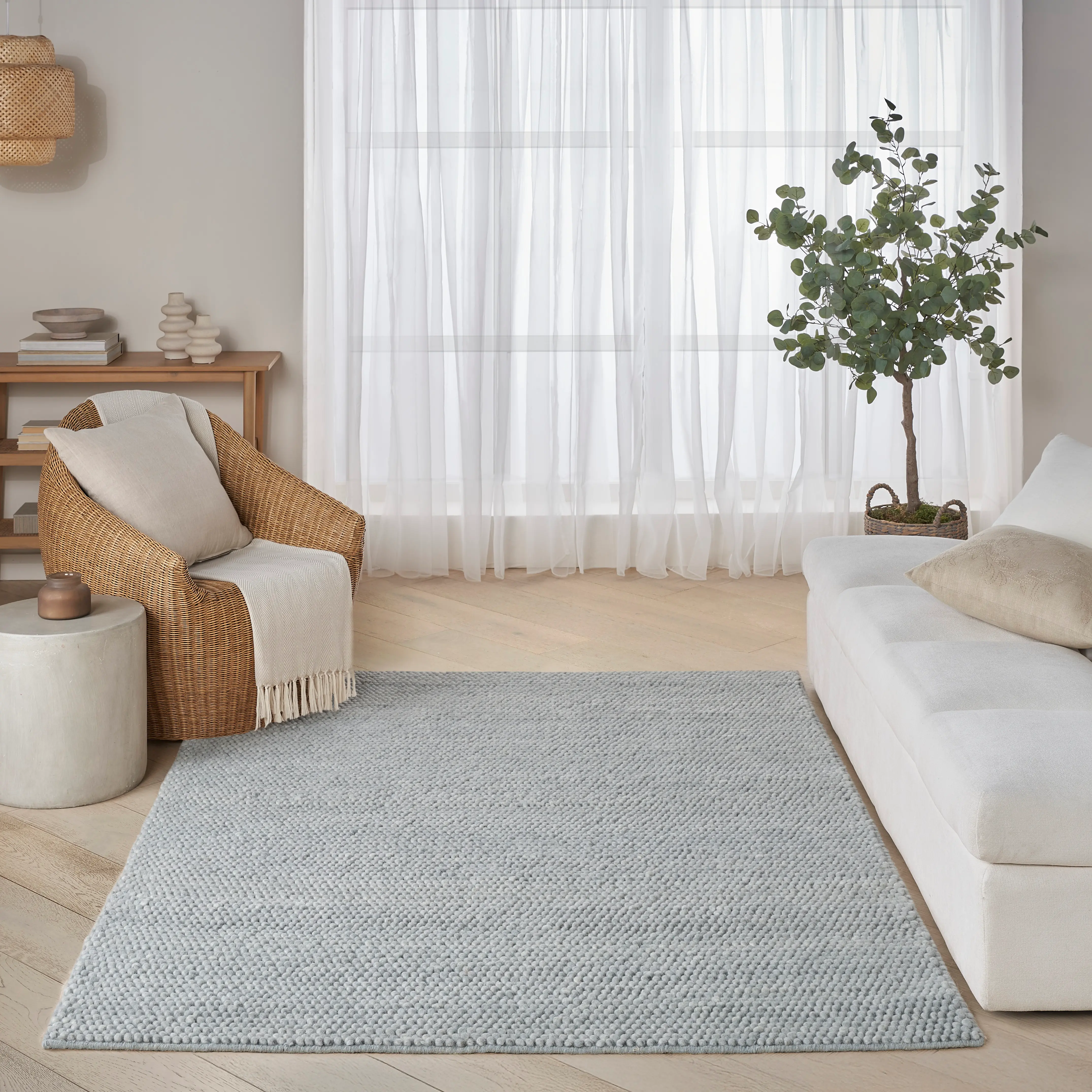 Pure Knots 8 x 10 Denim Blue Area Rug-3