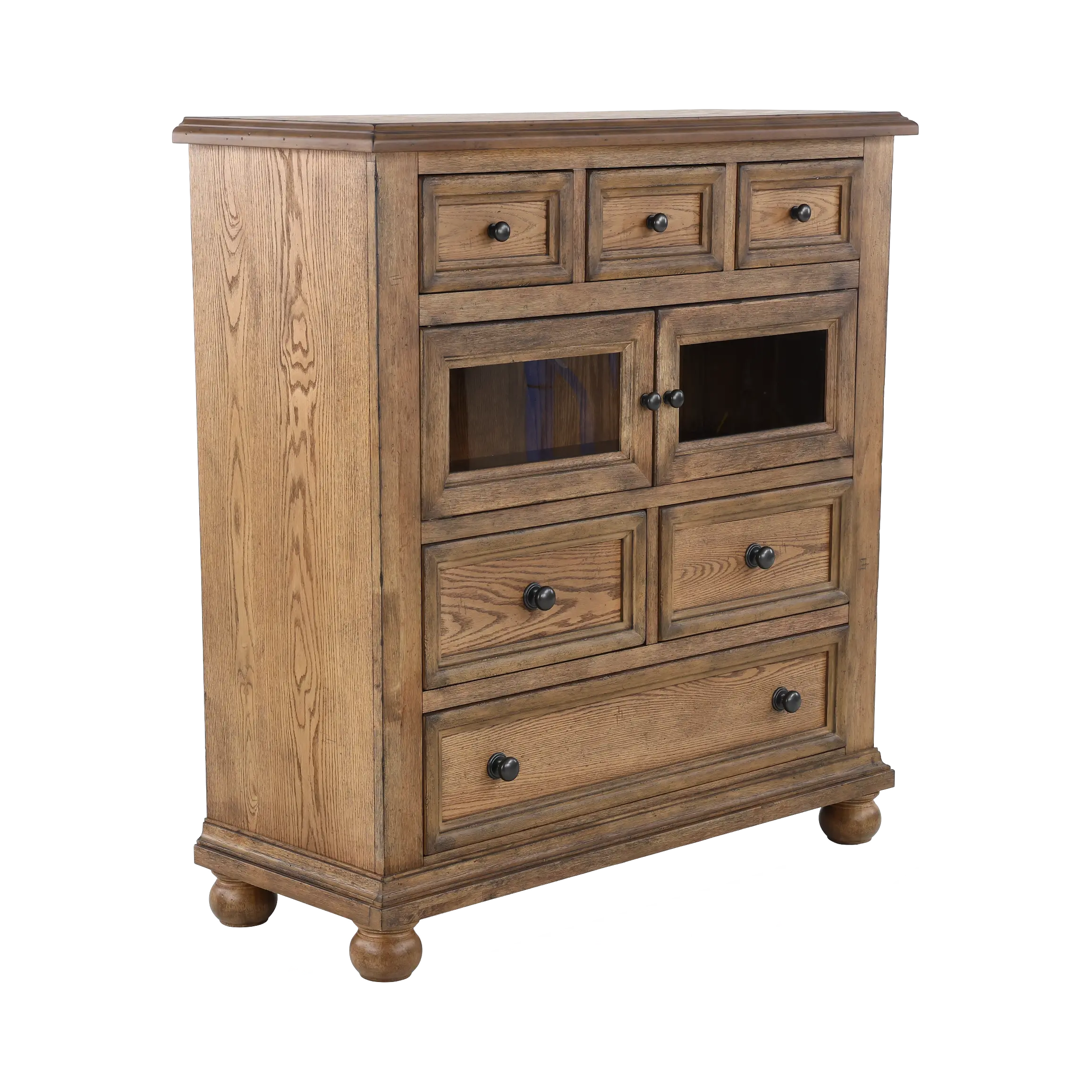 Country Oak Door and Drawer Chest-4